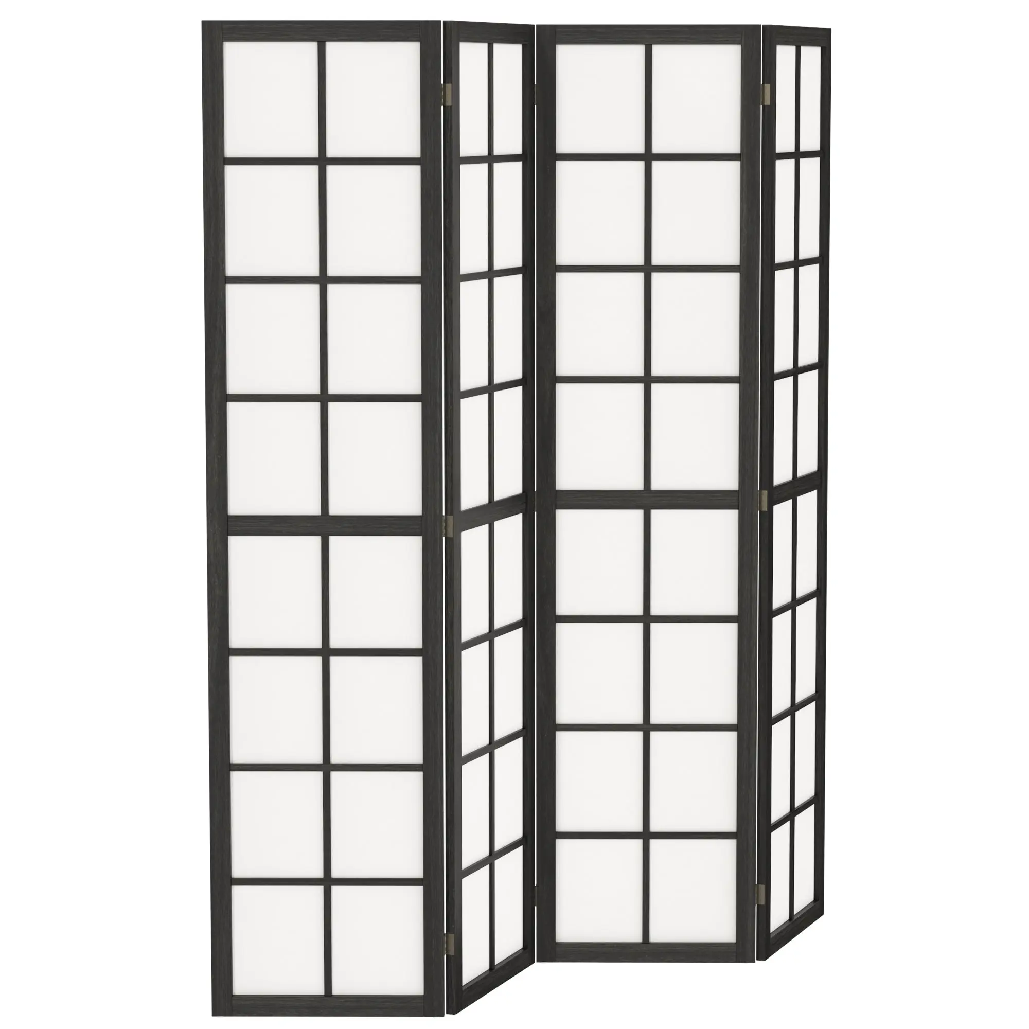 Paravent interieur pliable 4 panneaux 160 x 170 cm séparateur de pièce en bois closion de séparation pour salon chambre à coucher maison, noir