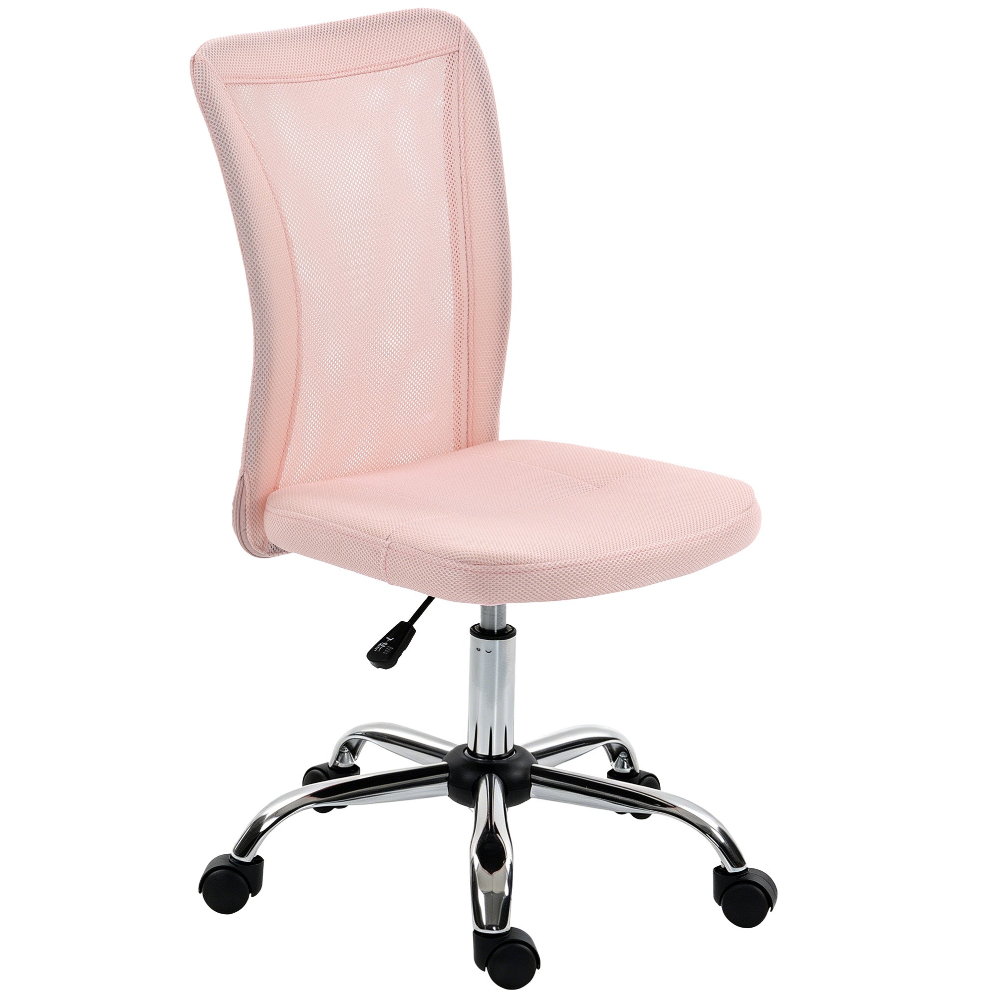 Chaise de bureau ergonomique fauteuil de bureau hauteur réglable piètement chromé pivotant 360° revêtement maille rose