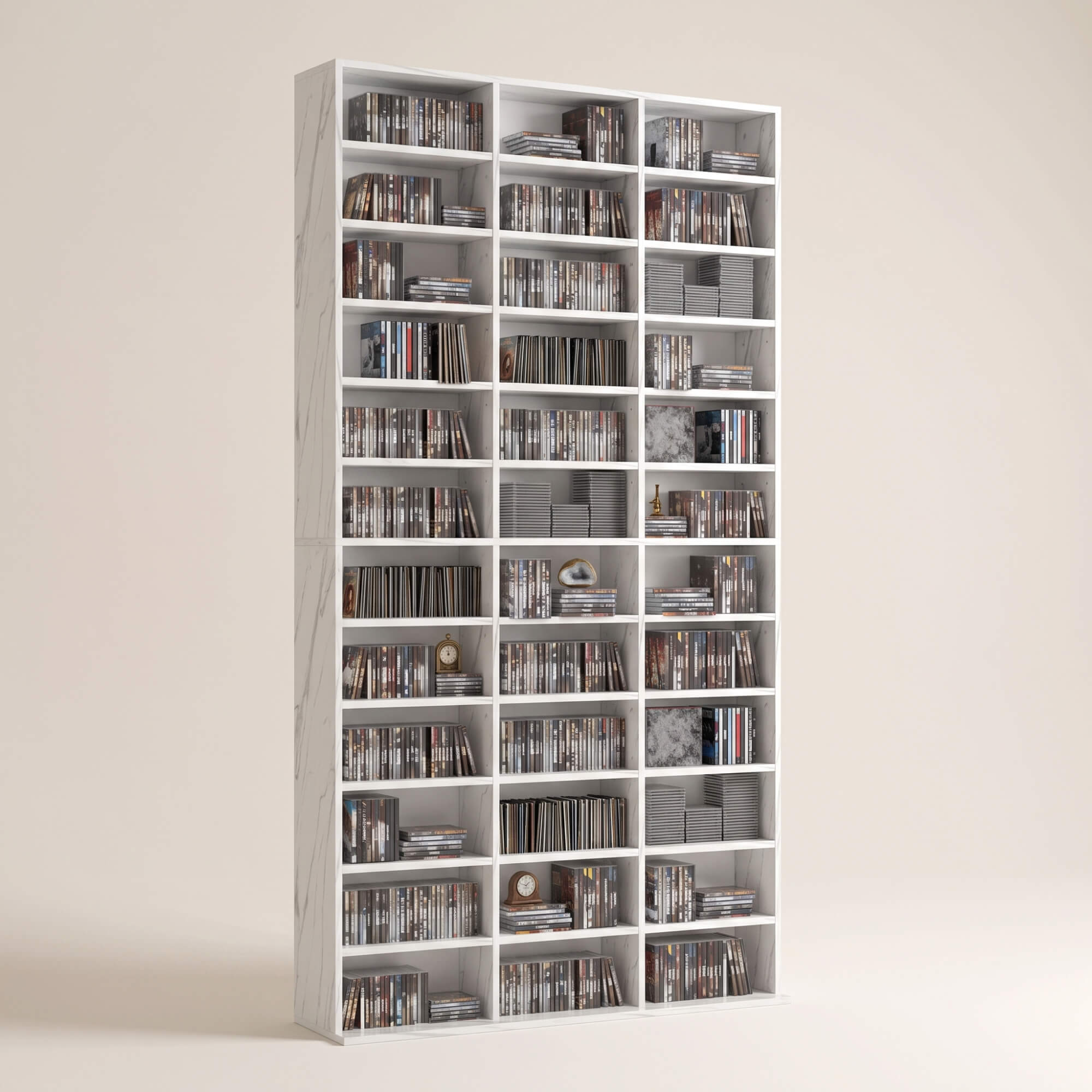 Étagère CD DVD avec 33 casiers réglables rangement multimédia pour chambre blanc