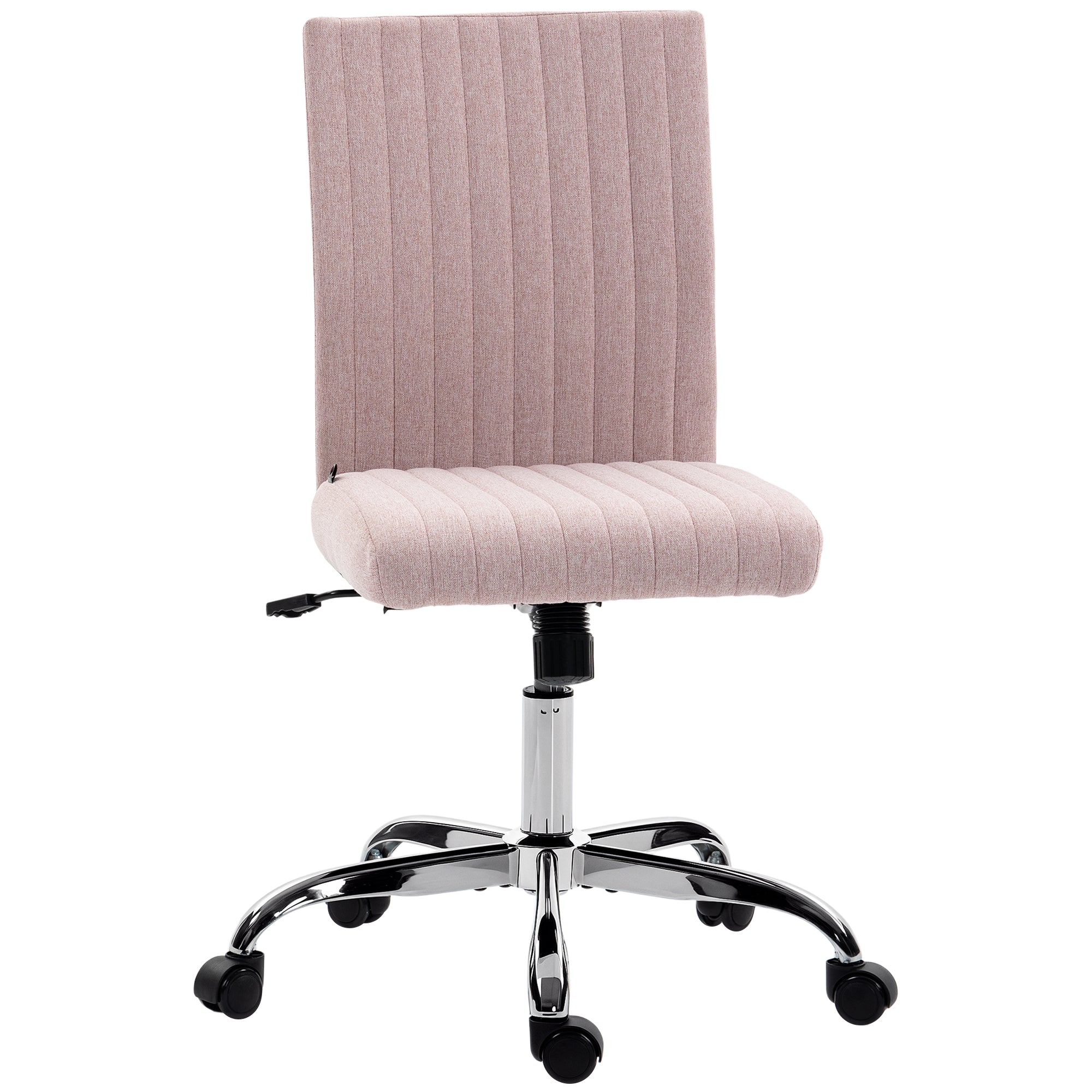 Chaise de bureau sans accoudoirs, fauteuil de bureau, hauteur réglable, fonction de bascule, dossier haut et pivotant 360°, chaise d'ordinateur moderne pour chambre, salon, rose