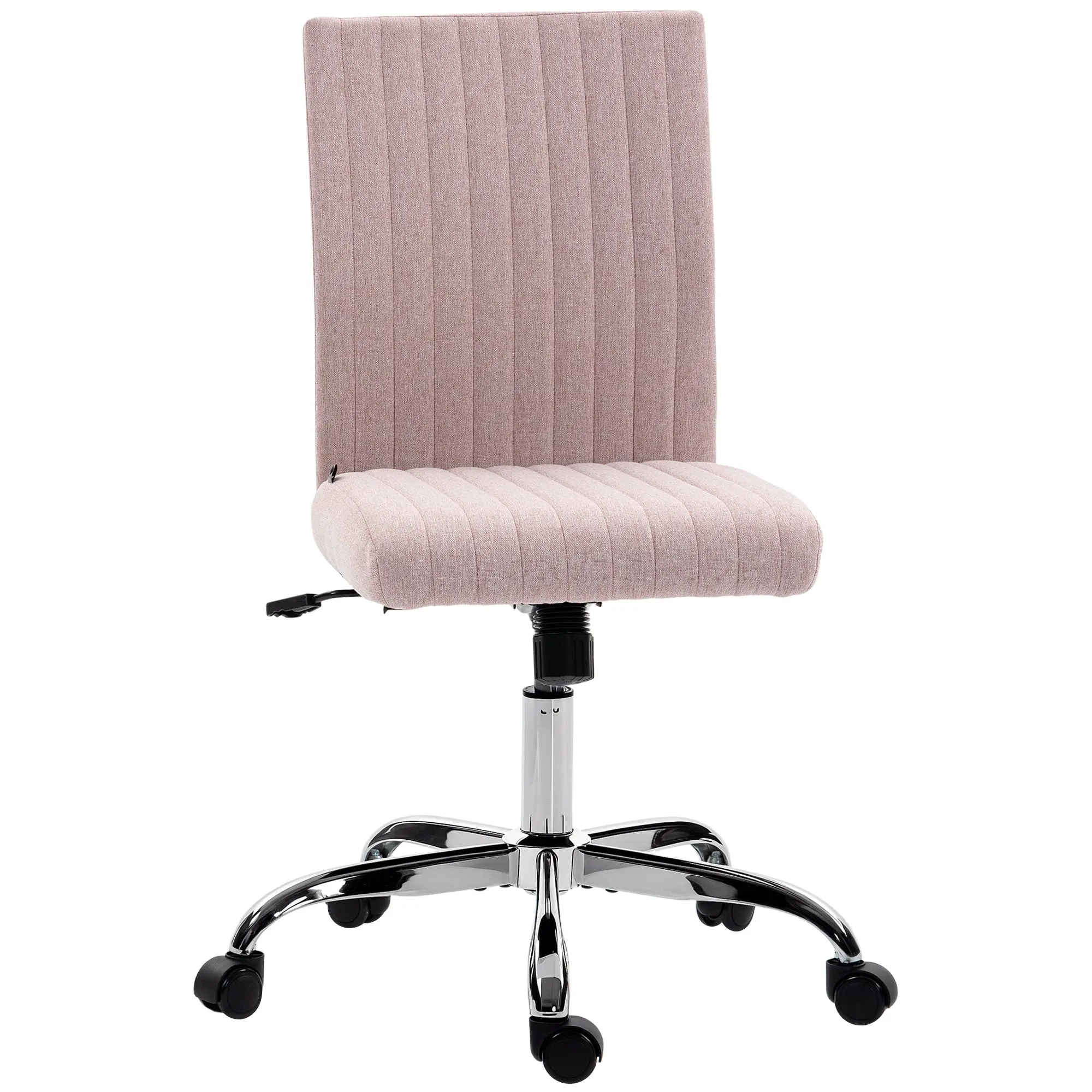 Chaise de bureau sans accoudoirs, fauteuil de bureau, hauteur réglable, fonction de bascule, dossier haut et pivotant 360°, chaise d'ordinateur moderne pour chambre, salon, rose