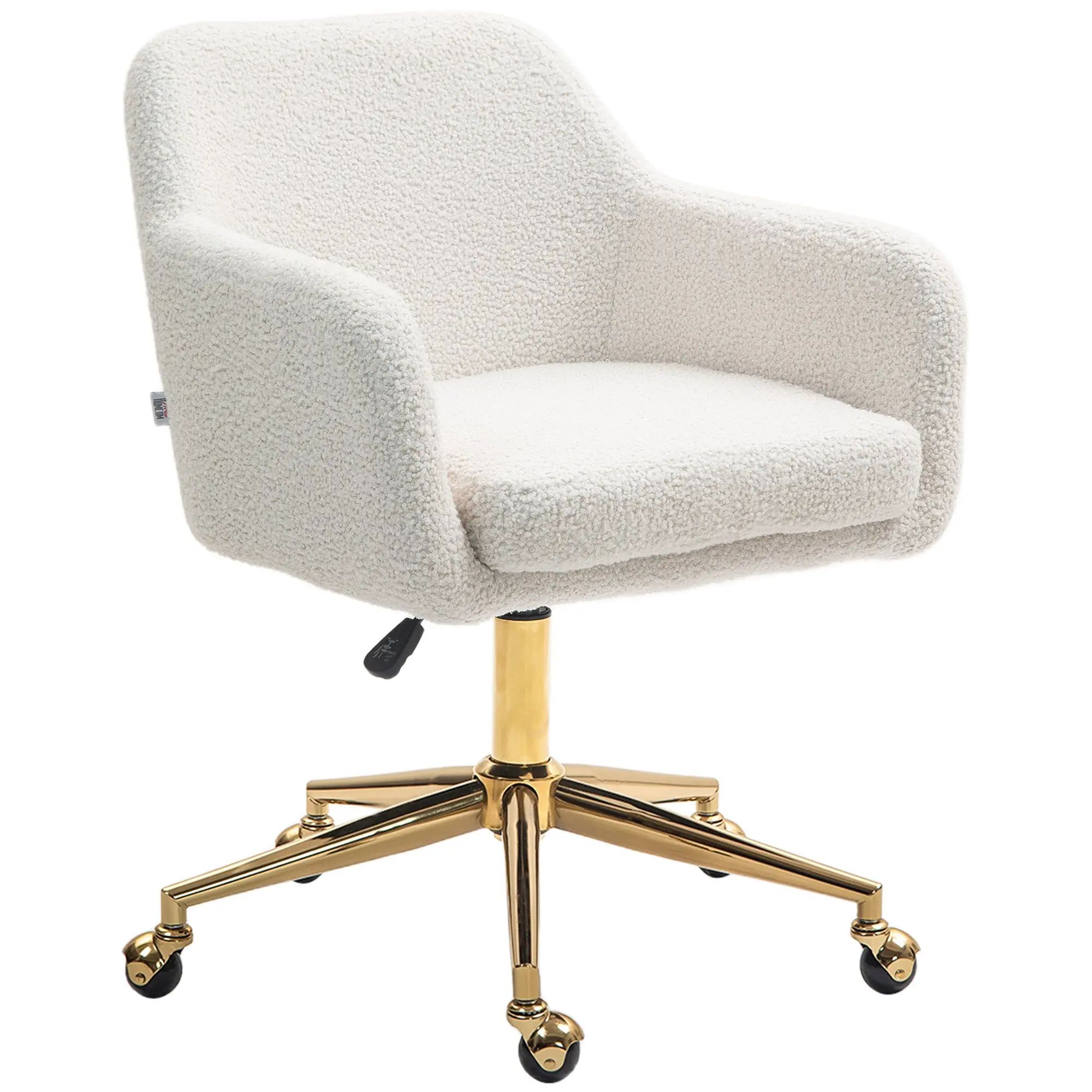 Chaise de bureau, fauteuil de bureau, avec roulettes, hauteur réglable, assise pivotante à 360°, charge 120 kg, crème