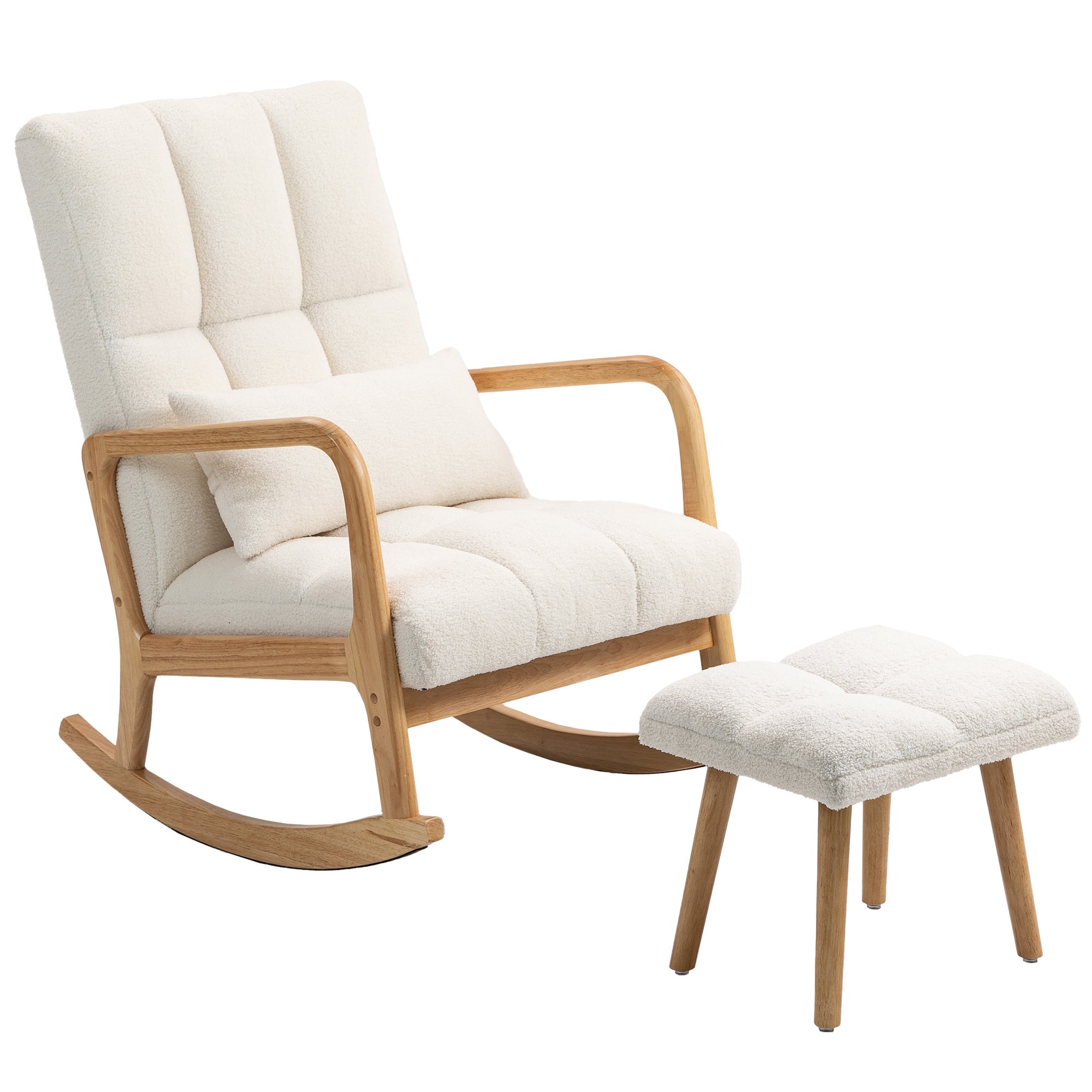 Fauteuil à bascule Antidérapant avec repose pied ergonomique pour salon Blanc