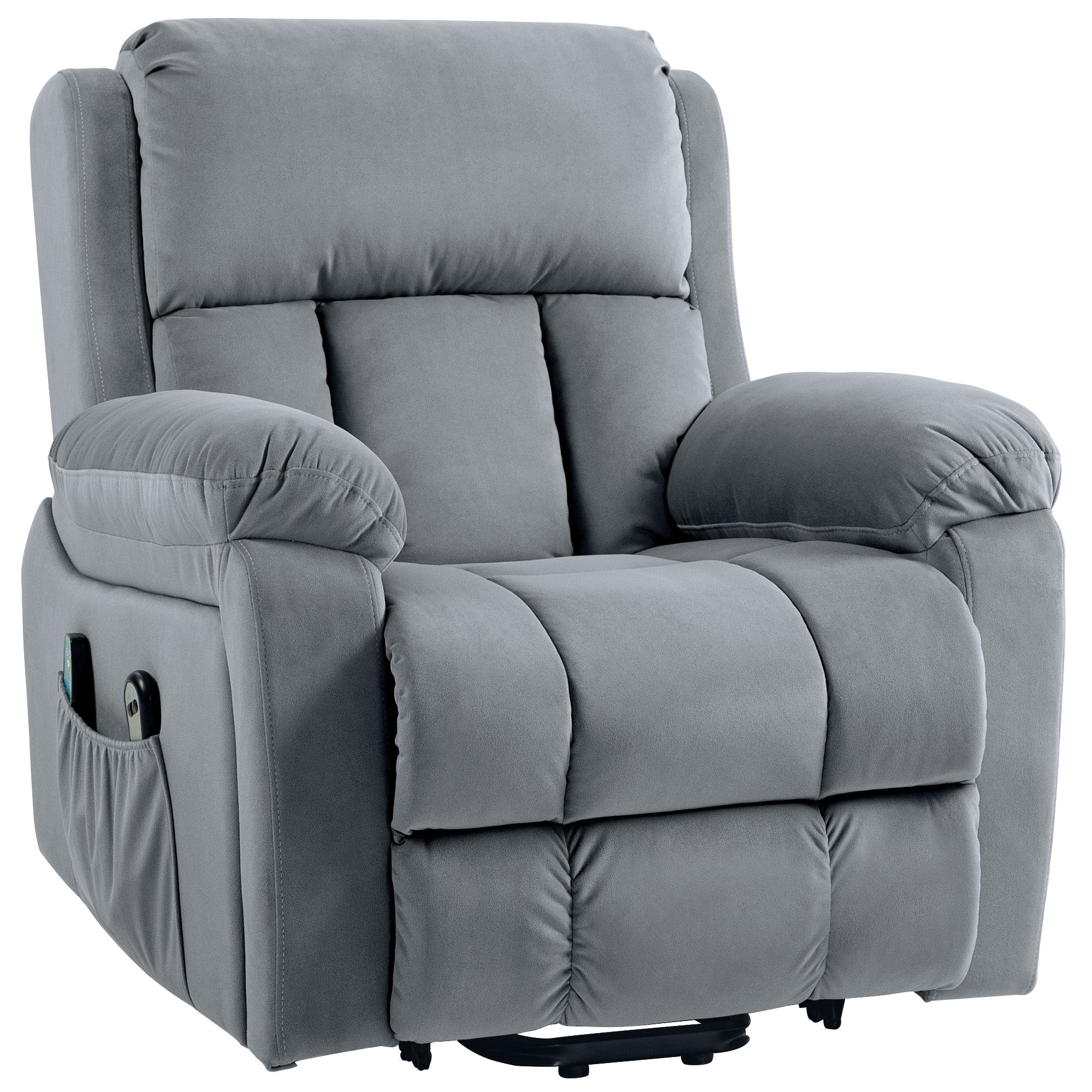 Fauteuil relax électriqu massage et chaleur inclinable avec repose pied pour salon gris