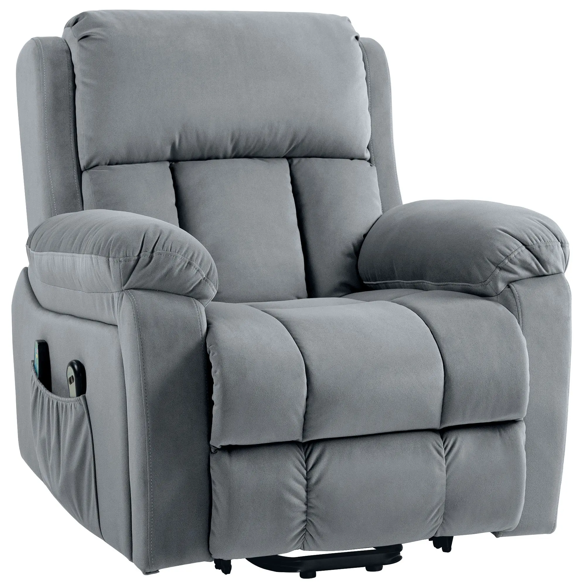 Fauteuil relax électriqu massage et chaleur inclinable avec repose pied pour salon gris