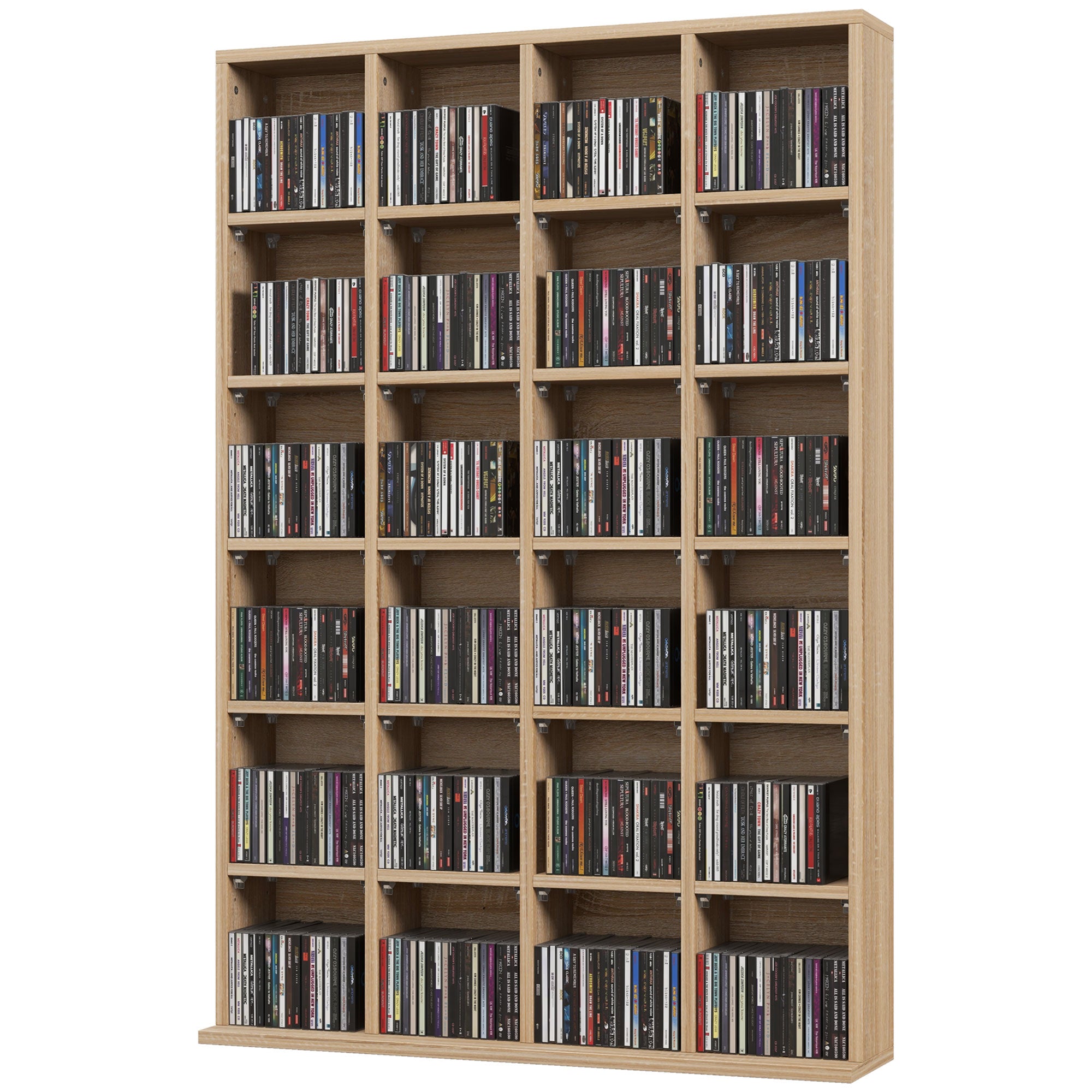 Rangements pour CD et DVD avec 24 compartiments anti‑basculement pour salon bois naturel