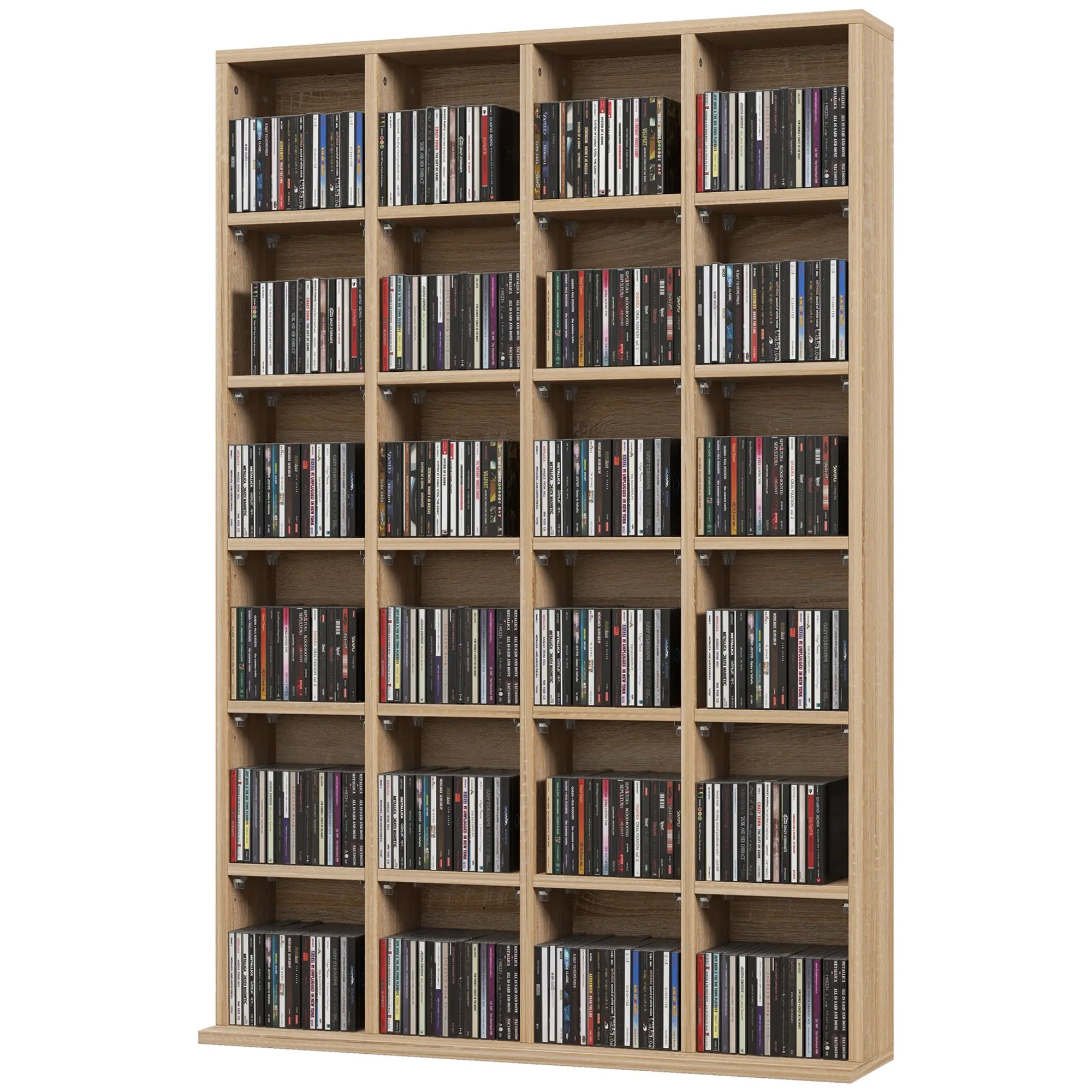 Rangements pour CD et DVD avec 24 compartiments anti‑basculement pour salon bois naturel