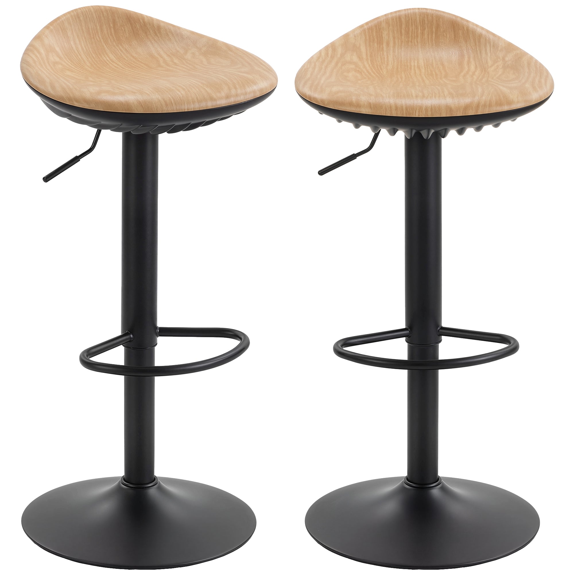 Lot de 2 tabourets bar assise PU charge 120kg pour cuisine et salle à manger chêne