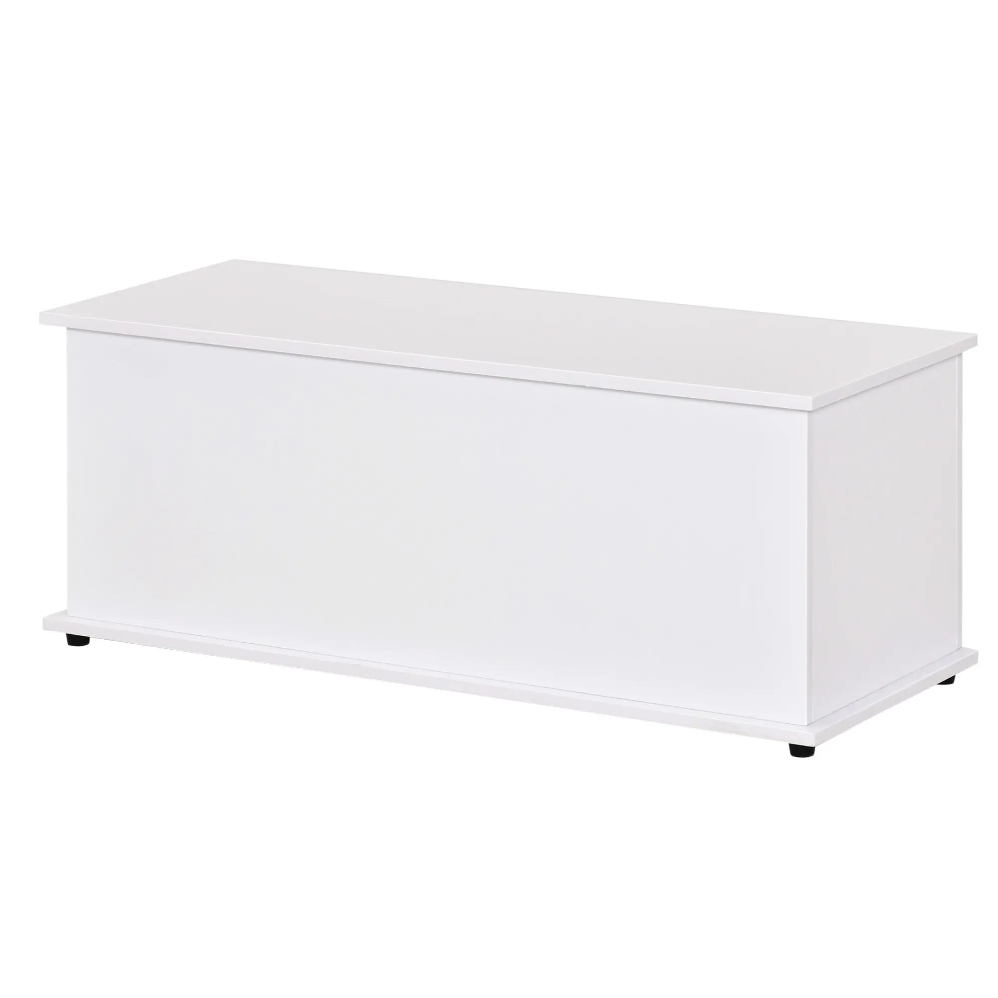 Coffre de rangement, banc de rangement avec couvercle rabattable et charnières de sécurité, banc chaussures, meuble d'entrée, couloir, chambre, salon, 100 x 40 x 40 cm, blanc