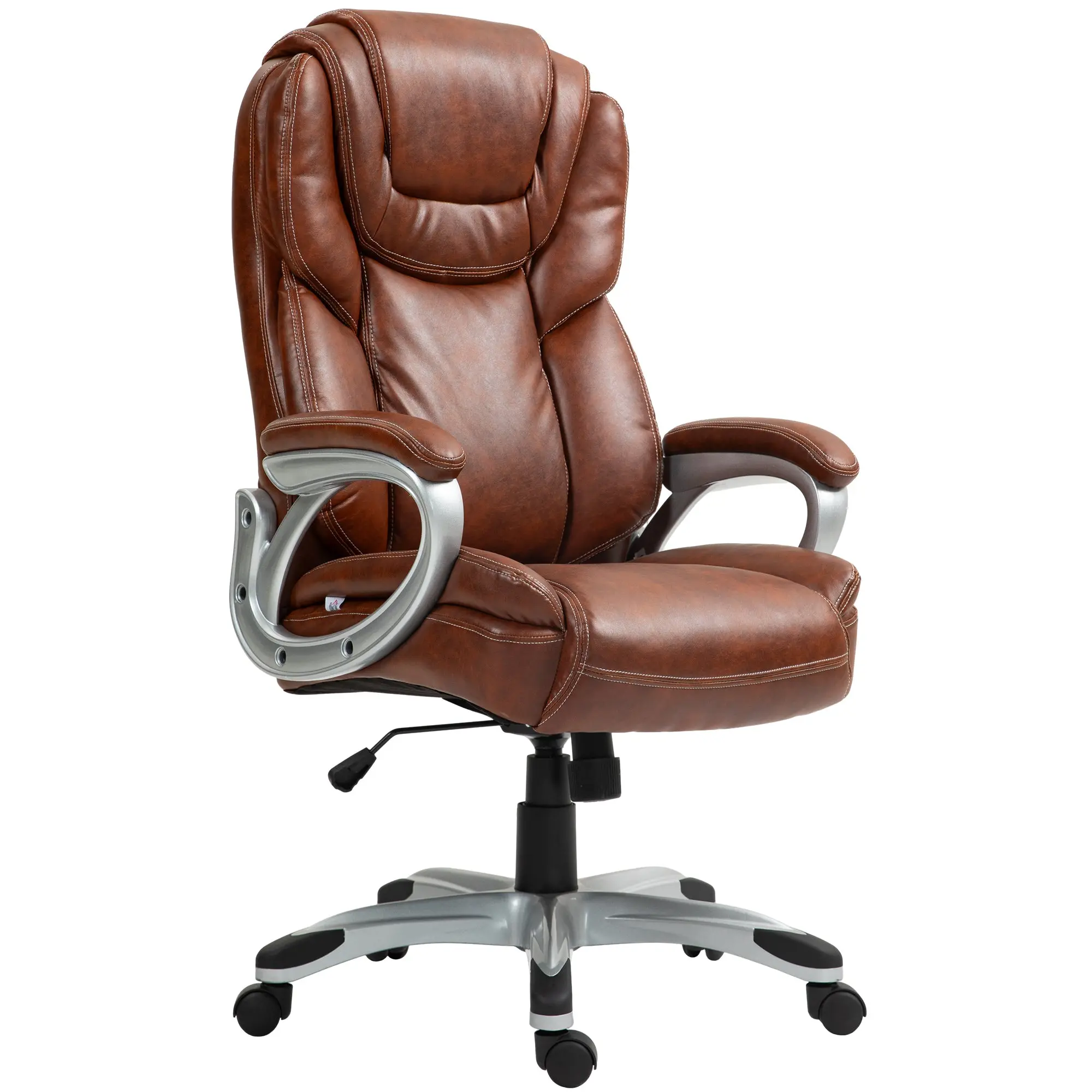 Chaise de bureau, fauteuil de bureau, siège d'ordinateur, avec fonction bascule, dossier haut, roulettes pivotantes 360°, hauteur réglable, marron