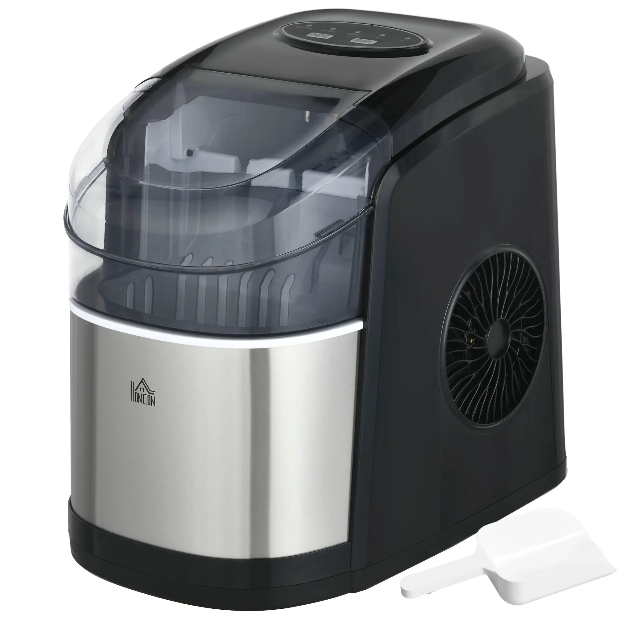 Machine à glaçons 12kg en 24h, Machine Glacon autonettoyant, capacité réservoir 1,8 L, Affichage LED, pelle et panier inclus, en acier Inox pour Maison, Cuisine, Bar
