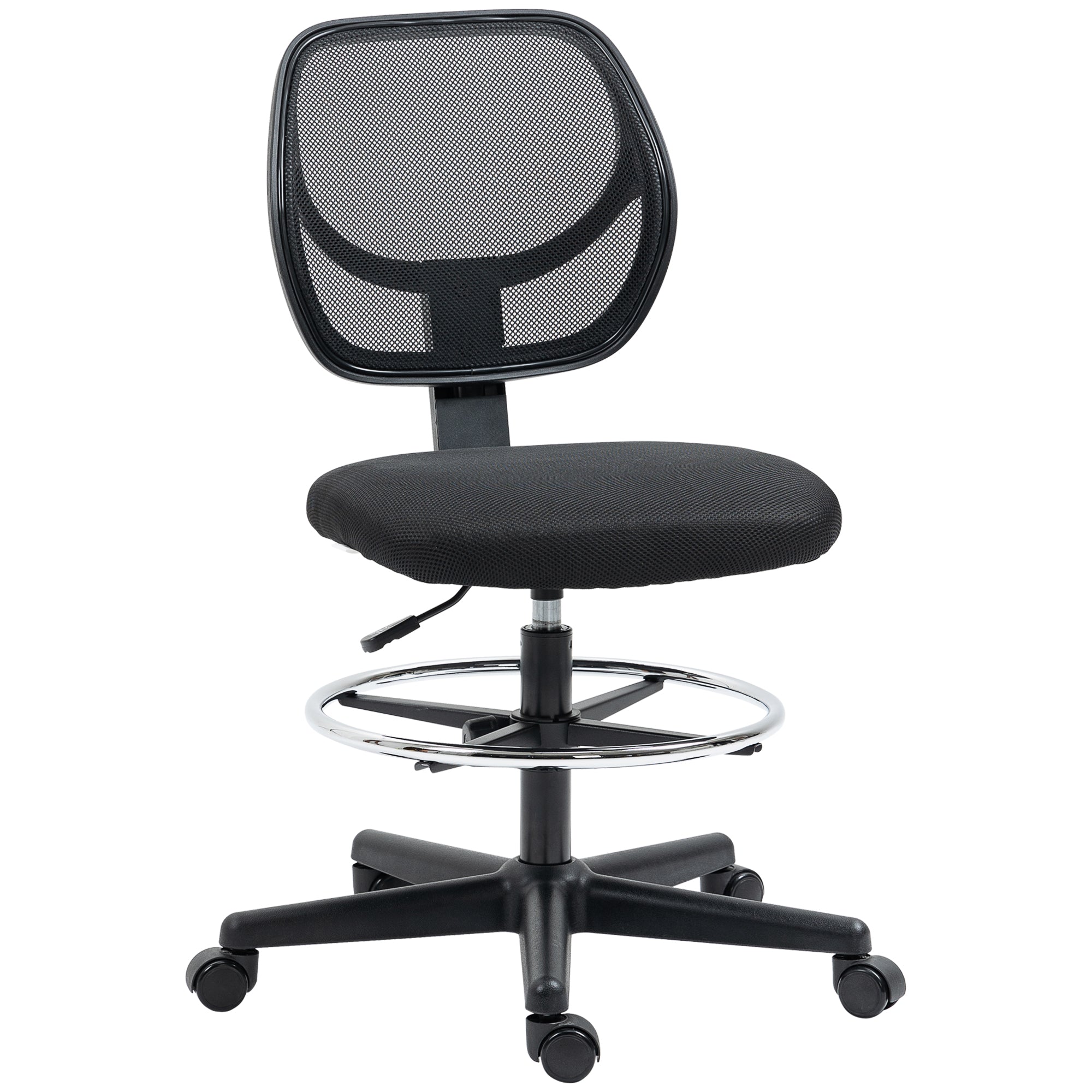 Chaise de bureau assise haute fauteuil de bureau en maille assise ergonomique hauteur réglable 50-70 cm avec repose-pied pivotant 360° noir
