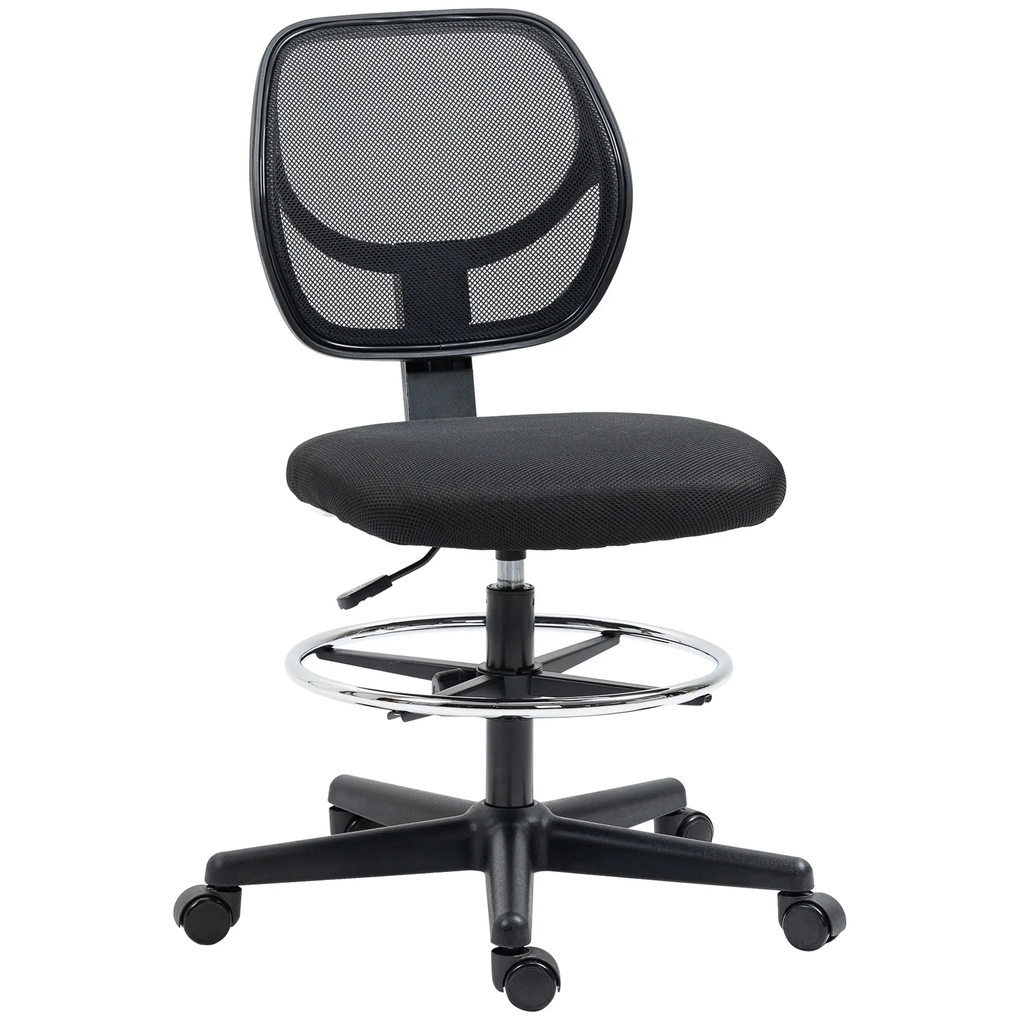 Chaise de bureau assise haute fauteuil de bureau en maille assise ergonomique hauteur réglable 50-70 cm avec repose-pied pivotant 360° noir