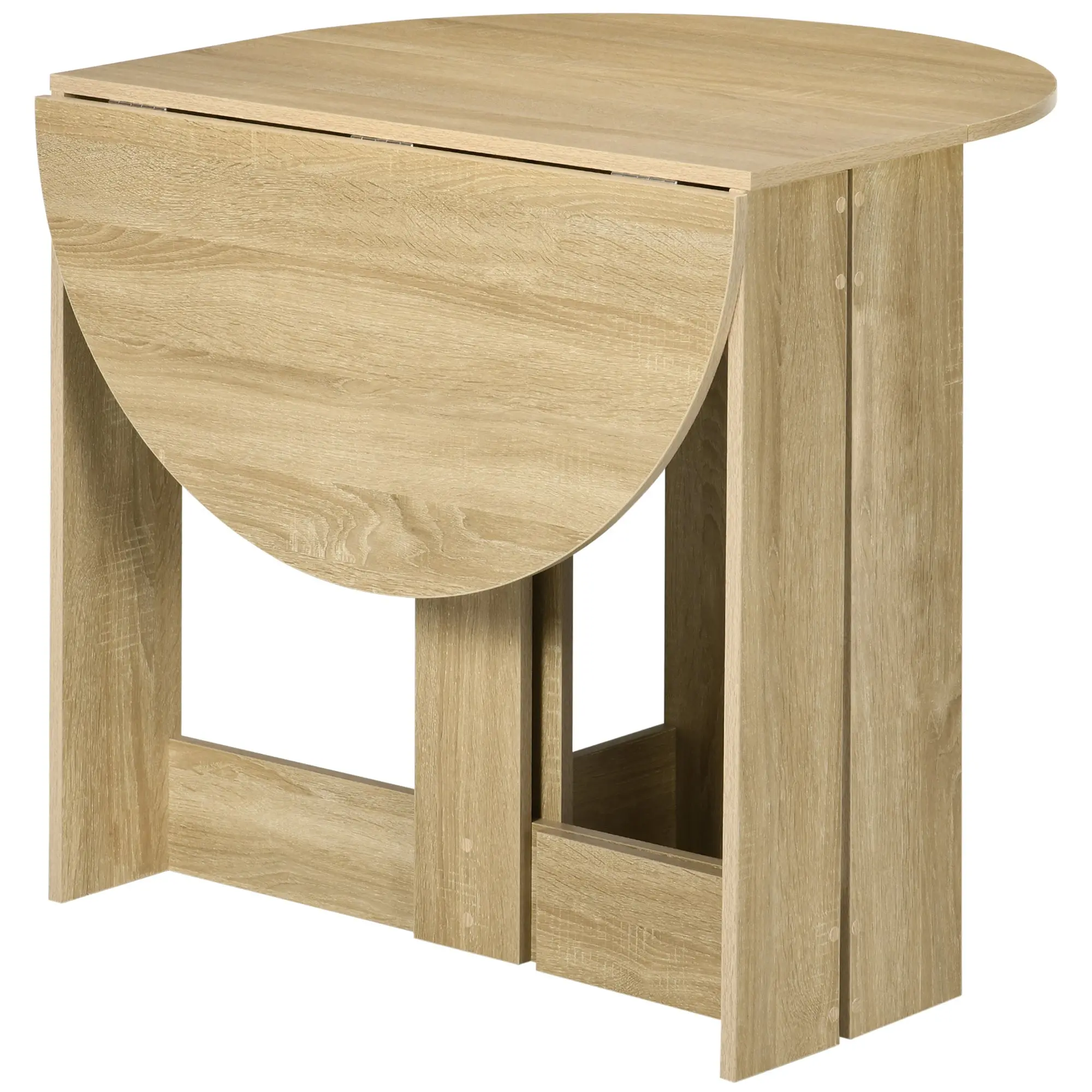 Table pliable de cuisine salle à manger 2 abattants - table ovale extensible - en bois chêne