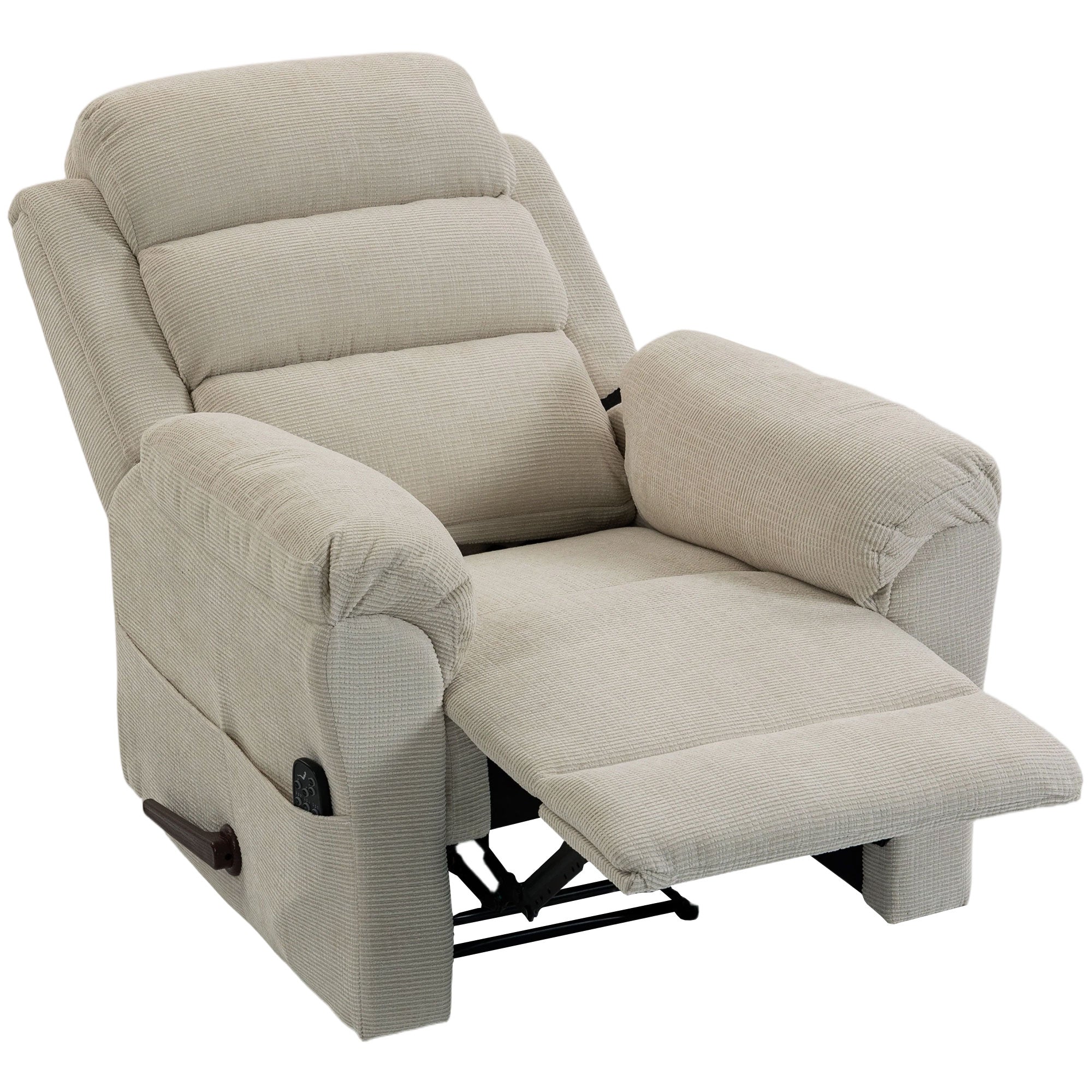 Fauteuil relax inclinable chauffage chenille appui‑tête réglable pour salon crème