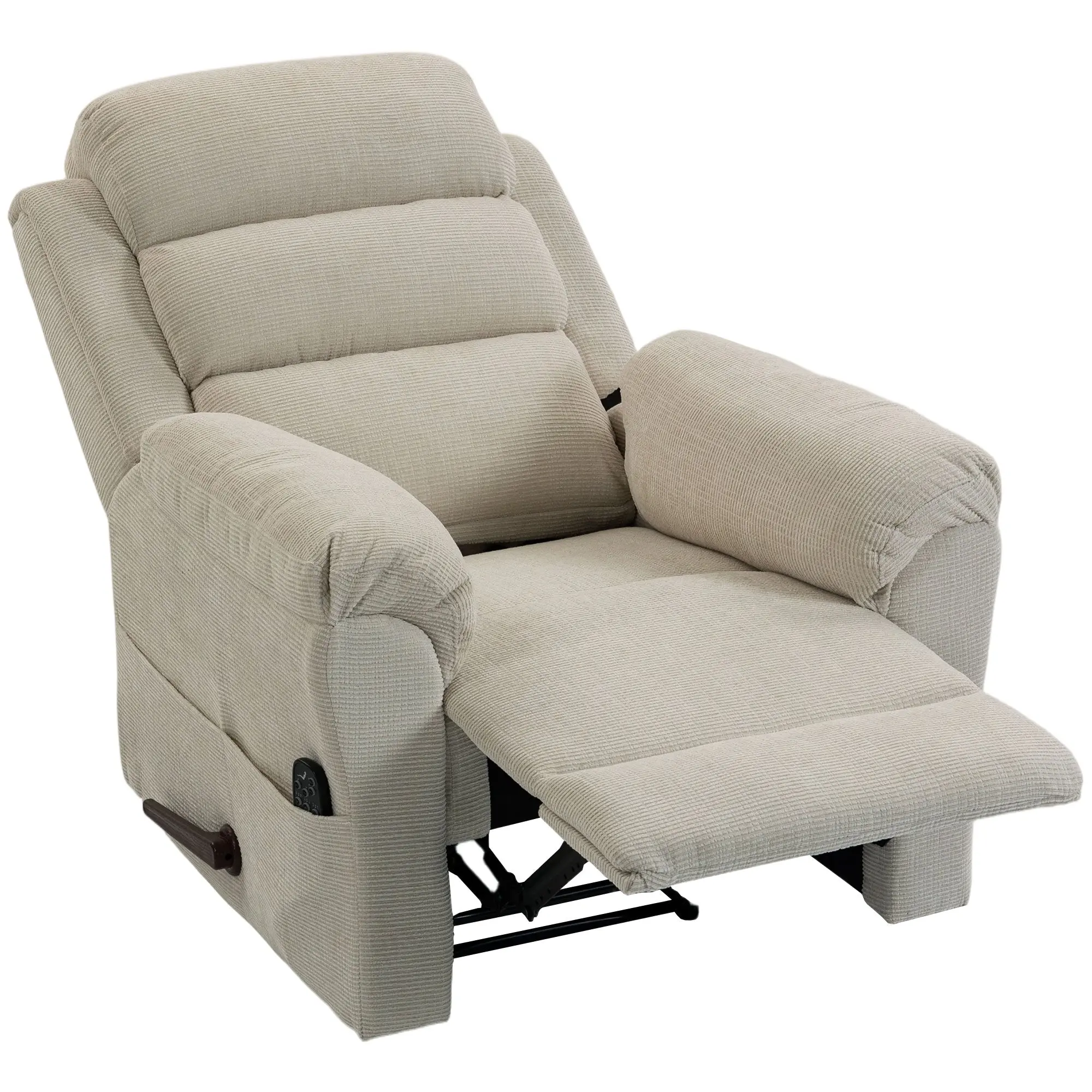 Fauteuil relax inclinable chauffage chenille appui‑tête réglable pour salon crème