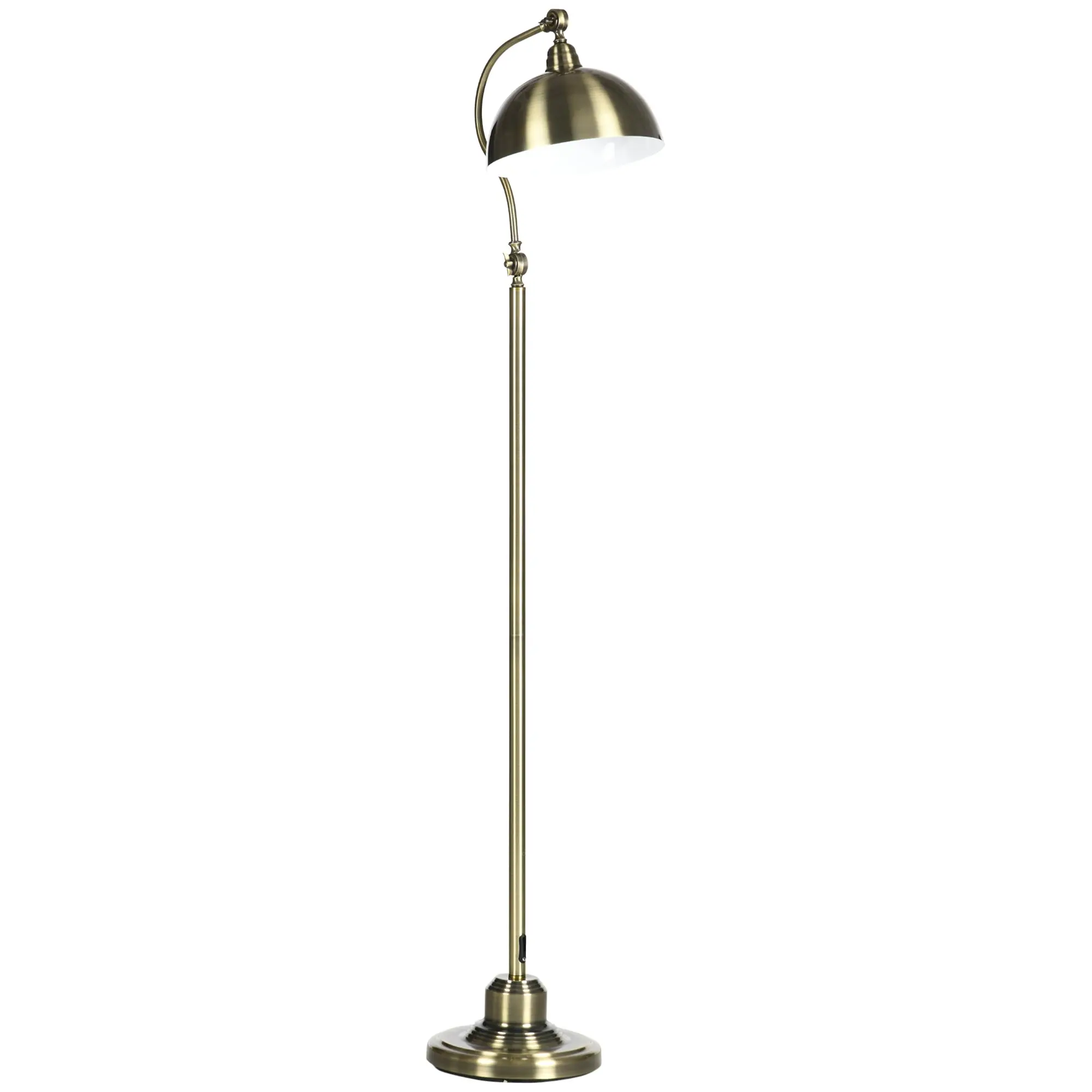 Lampadaire sur pied salon rotatif à 180°, lampadaire à arc avec abat-jour réglable, interrupteur, lampe sur pied E27, lampe de lecture en métal, pour salon, chambre, bureau, bronze