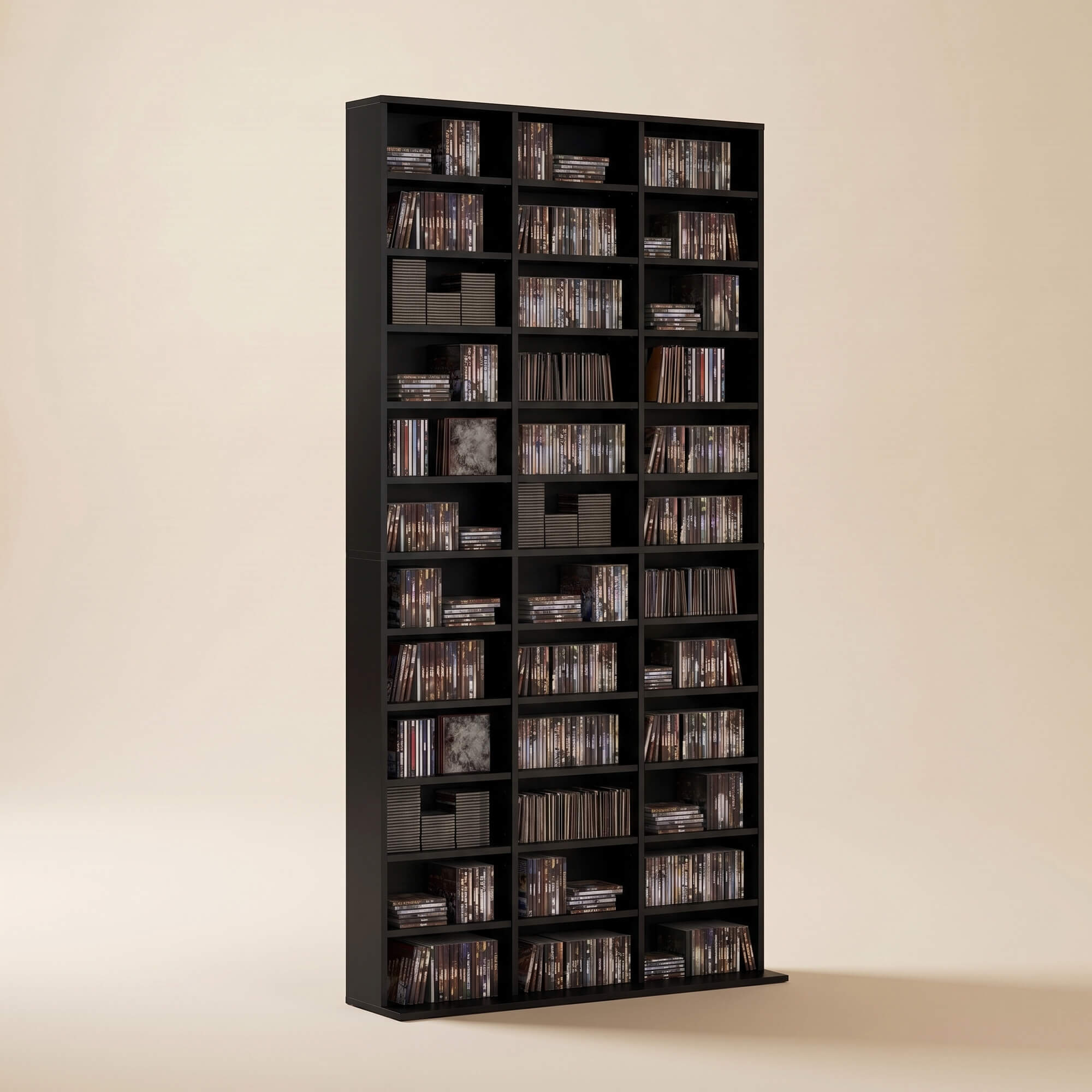 Meuble rangement multimédia 36 niveaux étagères réglables pour bureau salon noir