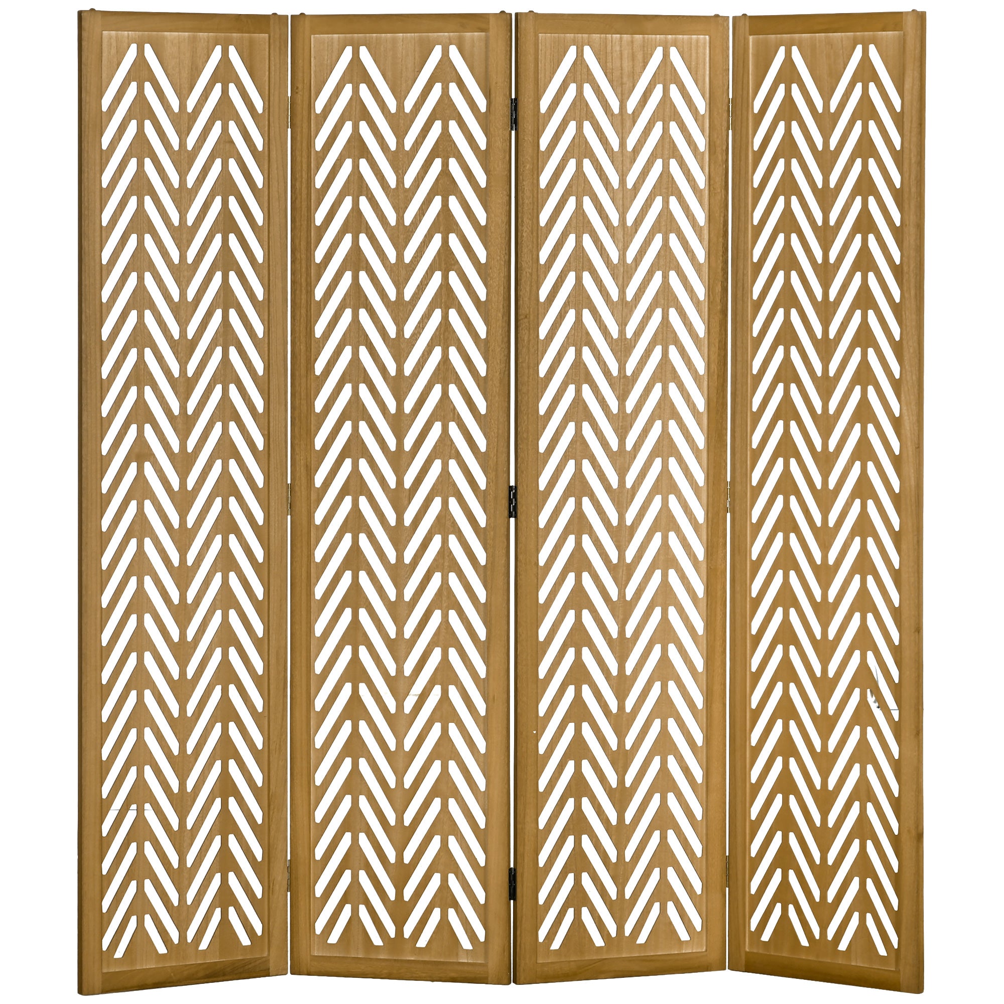 Paravent en bois ajouré séparateur de pièce closion intérieur pliable 4 panneaux en bois 160 x 170 cm naturel