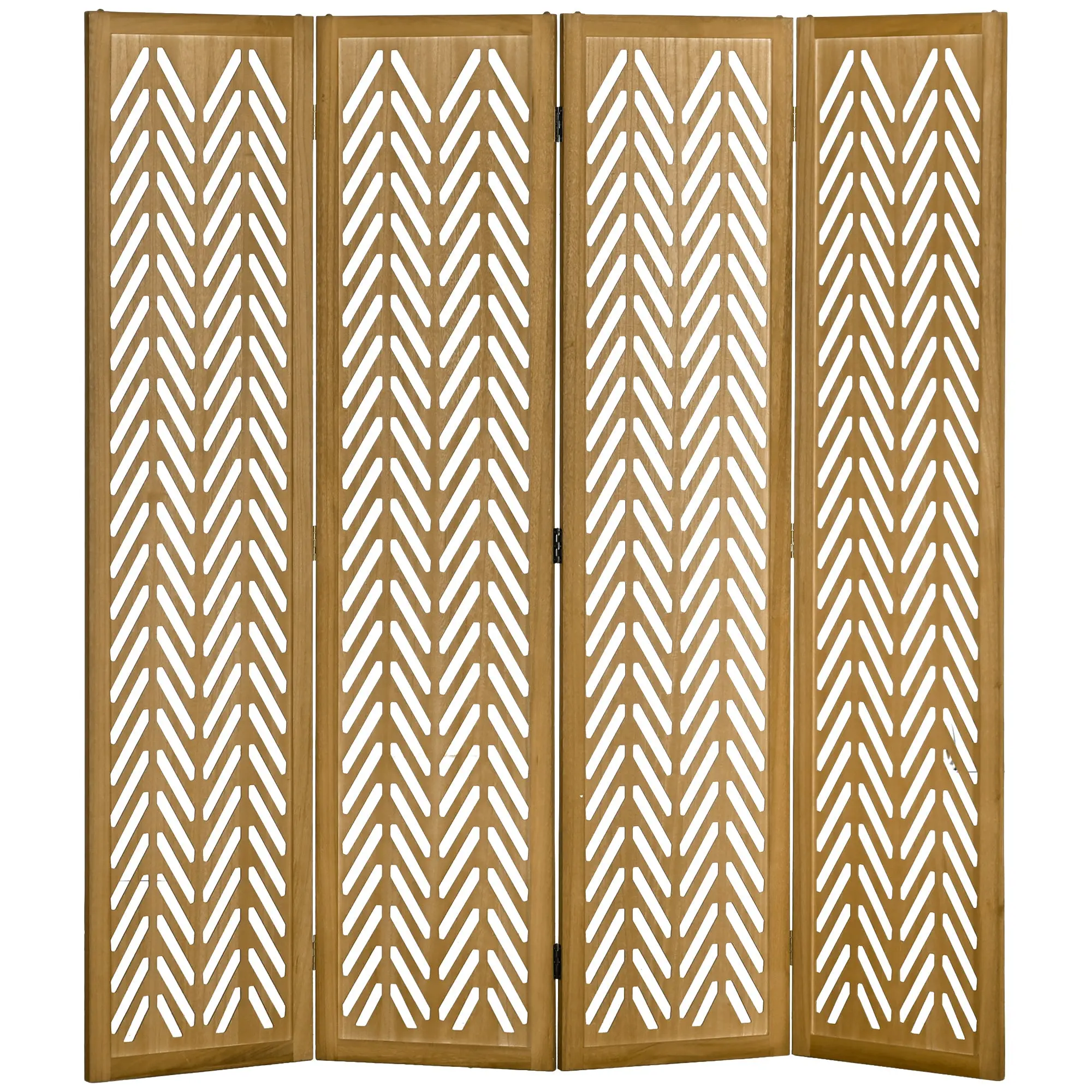 Paravent en bois ajouré séparateur de pièce closion intérieur pliable 4 panneaux en bois 160 x 170 cm naturel