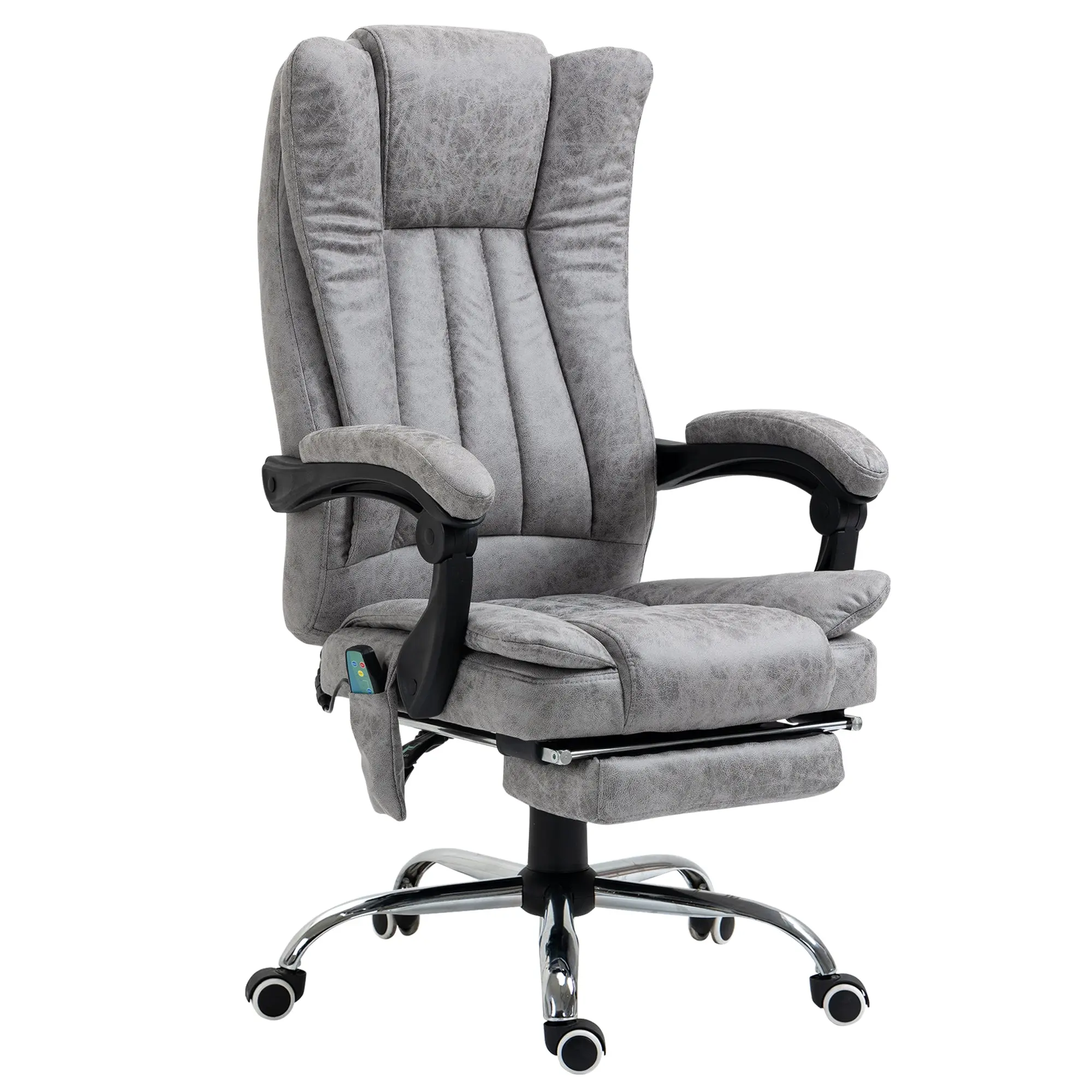 Fauteuil de bureau massant chauffant fauteuil bureau confortable hauteur réglable dossier inclinable repose-pied revêtement synthétique gris