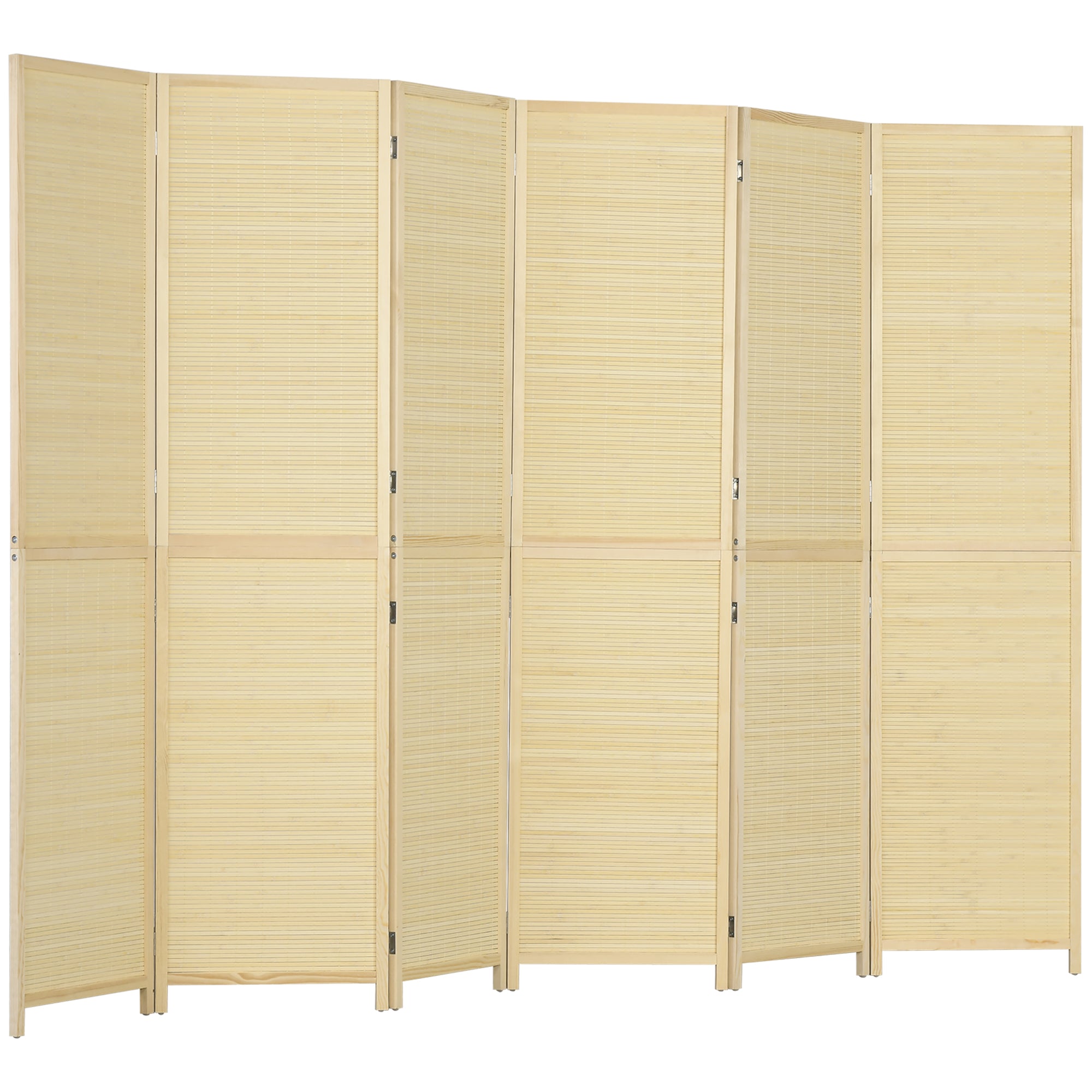 Paravent intérieur en Bambou 6 Panneaux 270 x 180 cm séparateur de pièce cloison de séparation Pliable - Naturel
