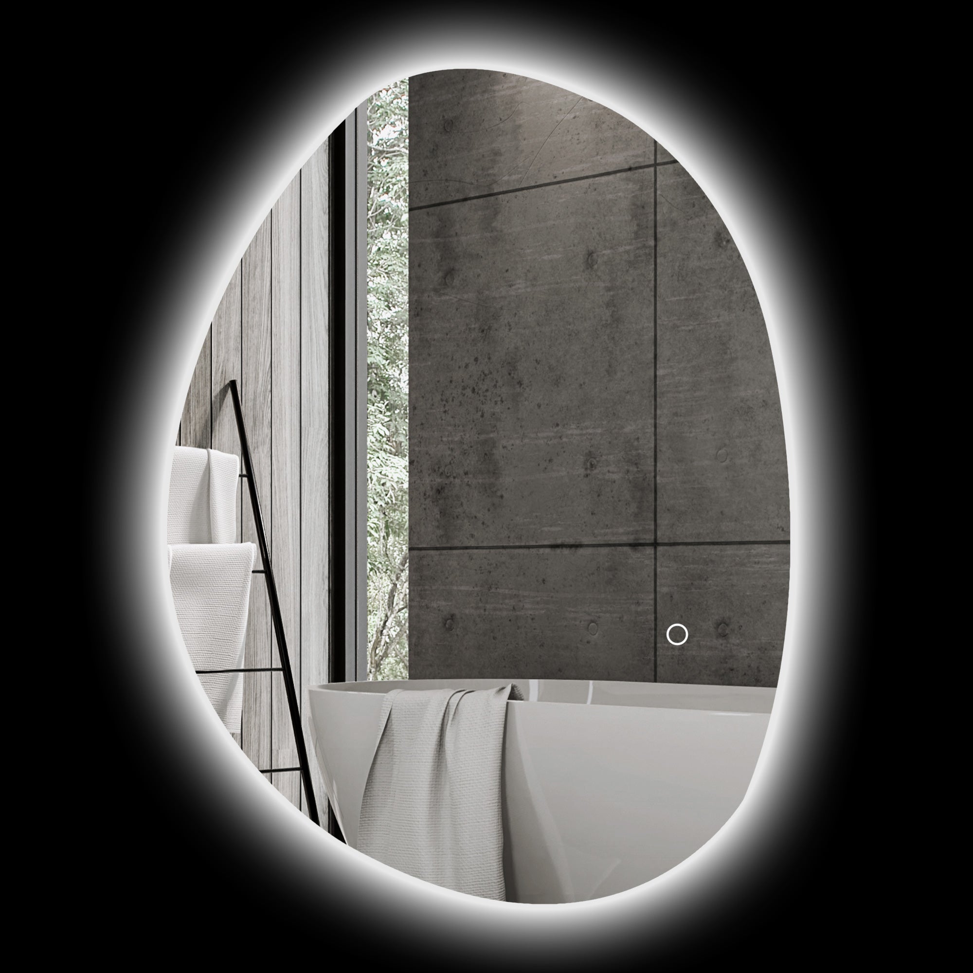 Miroir salle de bain 70 x 50 cm, miroir mural asymétrique, miroir salle de bain avec éclairage LED - interrupteur tactile, lumière réglable 3 couleurs, anti-buée, mémoire - argent
