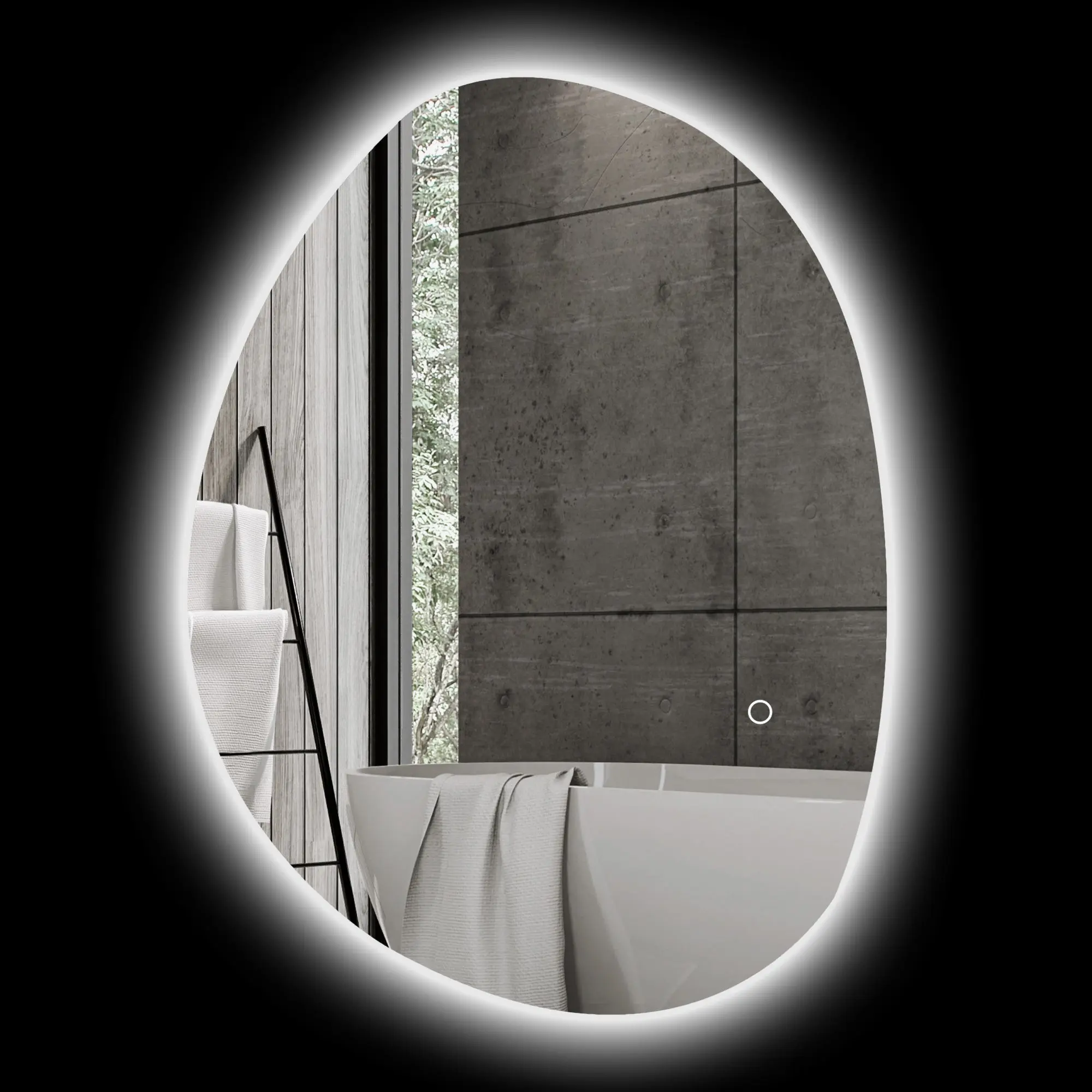 Miroir salle de bain 70 x 50 cm, miroir mural asymétrique, miroir salle de bain avec éclairage LED - interrupteur tactile, lumière réglable 3 couleurs, anti-buée, mémoire - argent