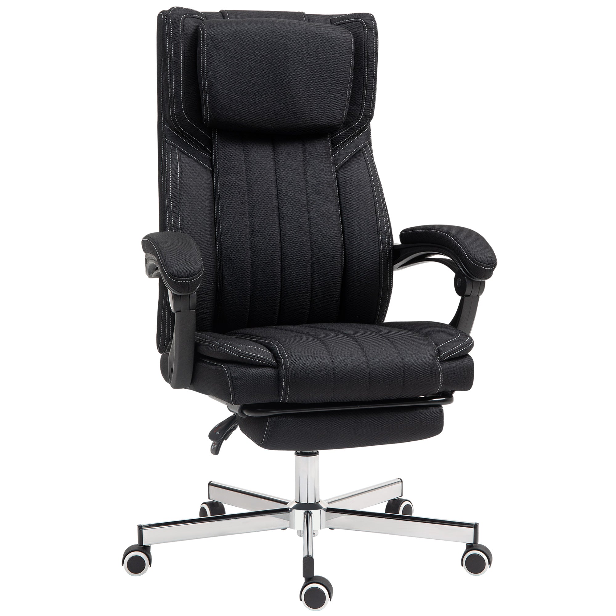 Chaise bureau fauteuil de bureau chaise ergonomique hauteur réglable dossier inclinable accoudoirs repose-pieds et appui-tête siège de bureau à roulettes pivotantes 65x61x105-113cm noir