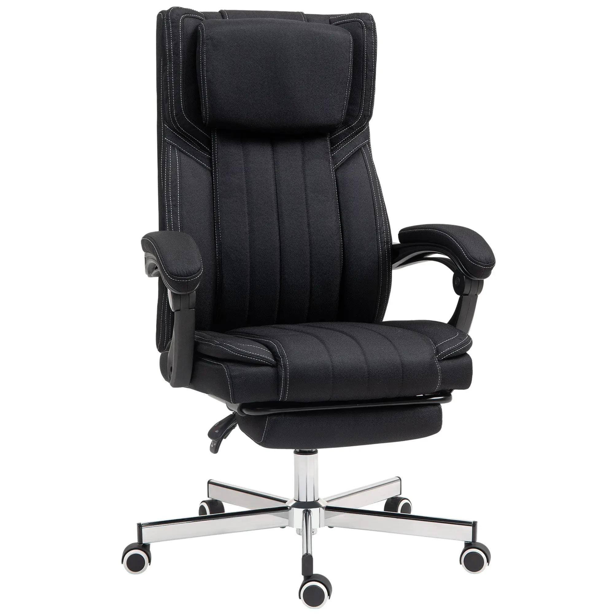 Chaise bureau fauteuil de bureau chaise ergonomique hauteur réglable dossier inclinable accoudoirs repose-pieds et appui-tête siège de bureau à roulettes pivotantes 65x61x105-113cm noir