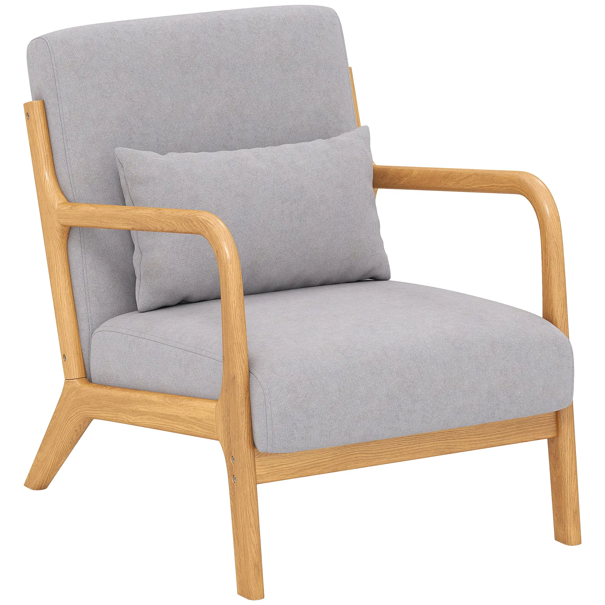 Fauteuil de salon avec cadre en bois massif fauteuil lounge - assise profonde - accoudoirs - aspect velours gris