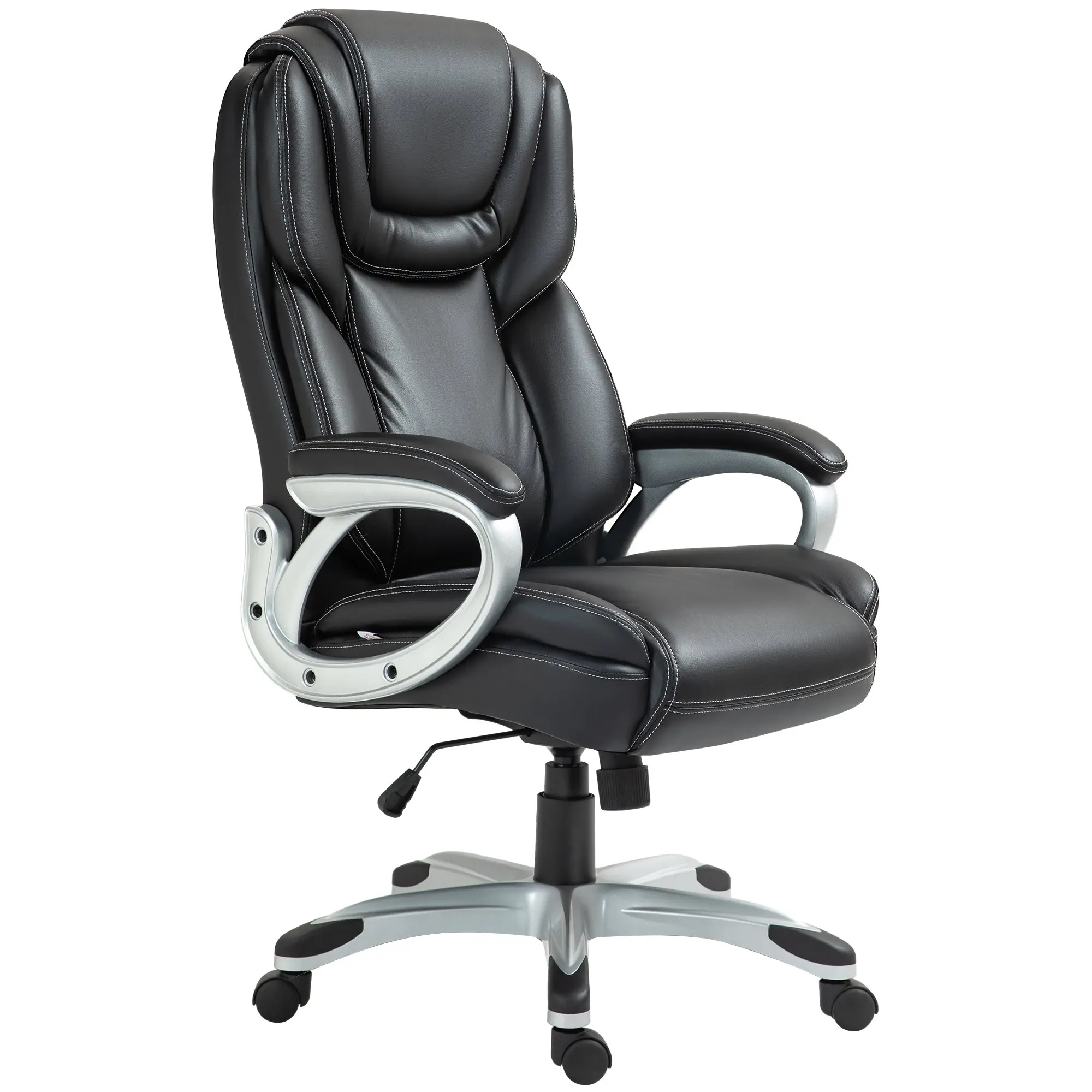 Chaise de bureau, fauteuil de bureau, siège d'ordinateur, avec fonction bascule, dossier haut, roulettes pivotantes 360°, hauteur réglable, noir