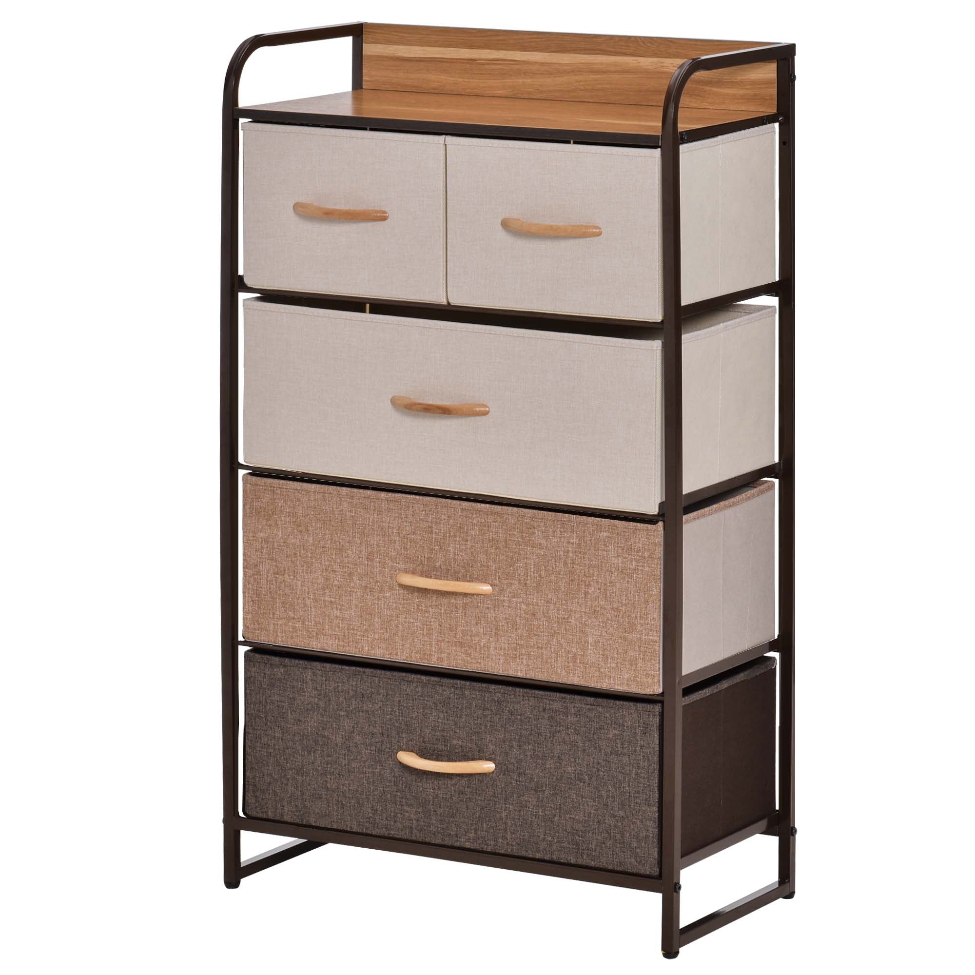Commode Meuble de Rangement 5 tiroirs Pliables en Tissu 58 x 29 x 99 cm Multicolore