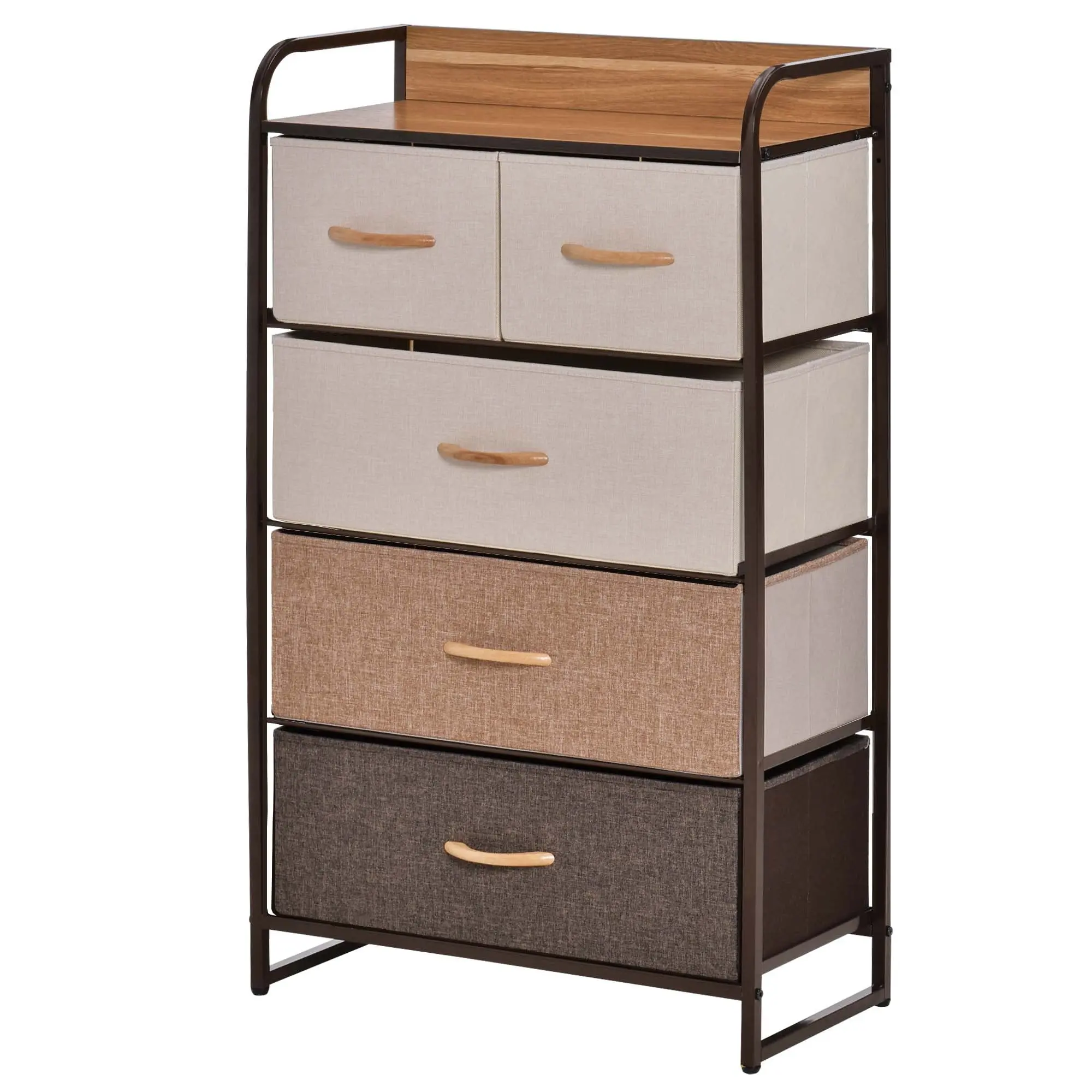 Commode Meuble de Rangement 5 tiroirs Pliables en Tissu 58 x 29 x 99 cm Multicolore