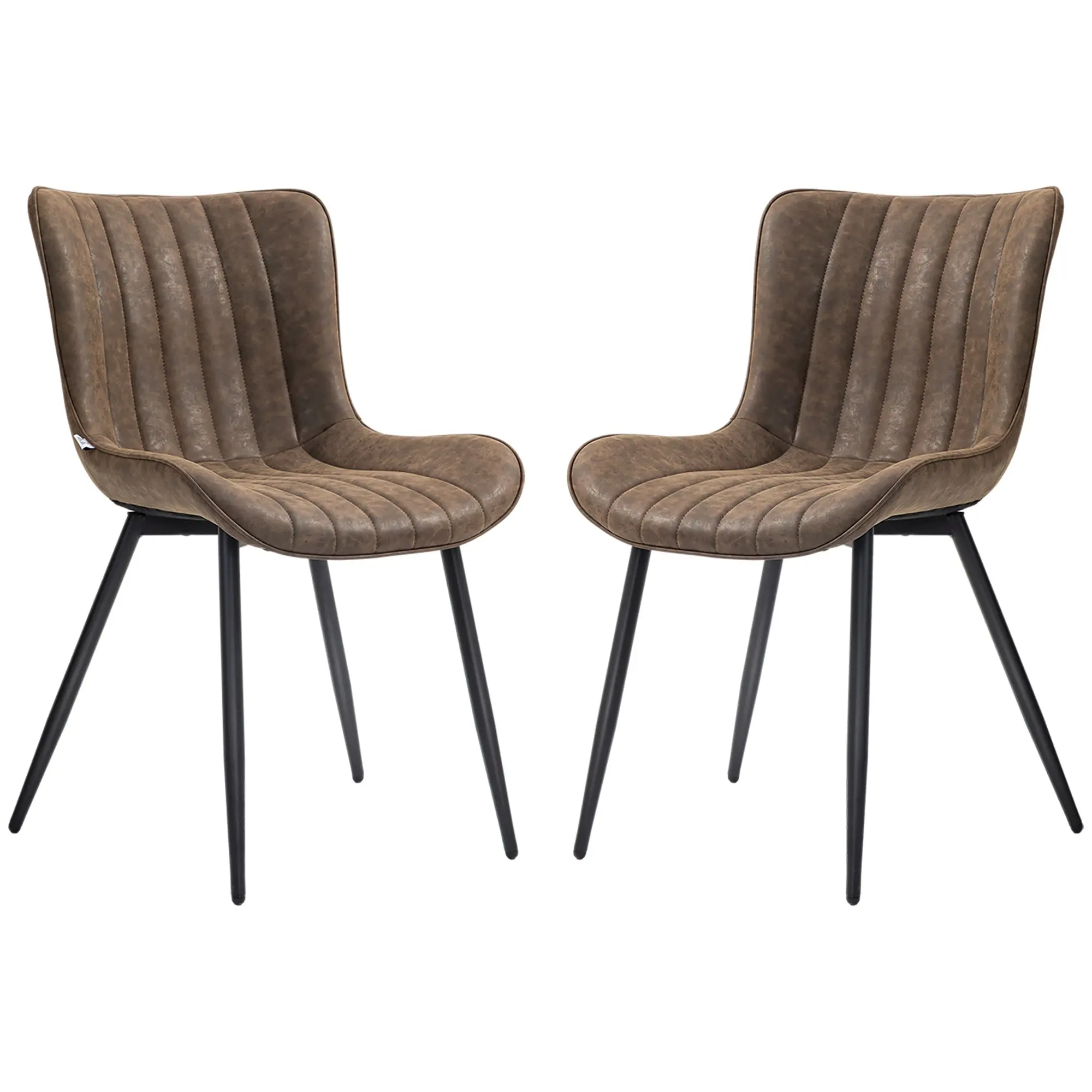 Lot de 2 chaises salle à manger chaise de cuisine moderne en revêtement synthétique avec design capitonné et pieds en métal, pour salon, salle à manger, chambre à coucher, marron