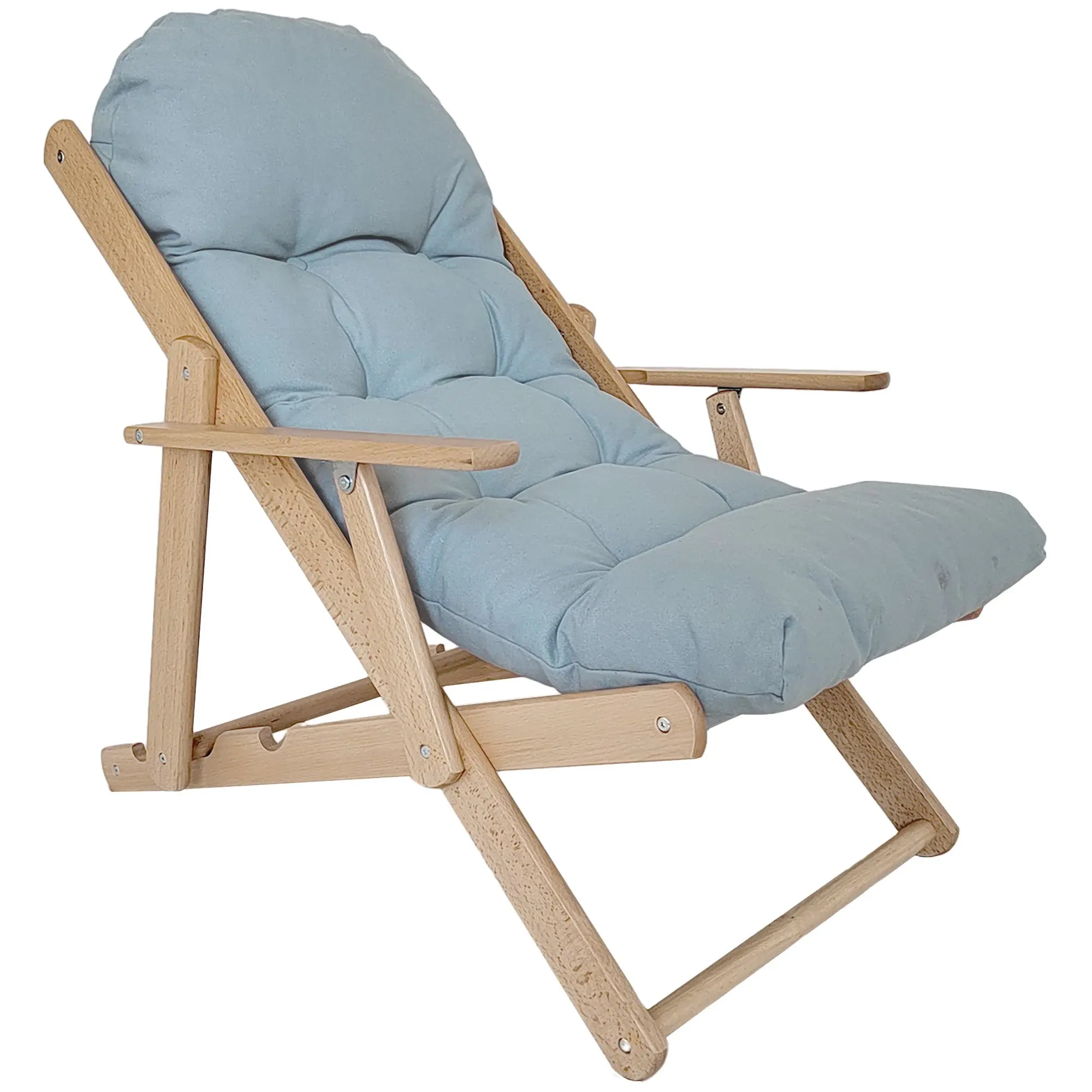 Fauteuil Chaise de Salon Pliable et inclinable en Bois Fauteuil Relax Confortable avec Coussin capitonné épais - 71 x 89 x 96 cm gris