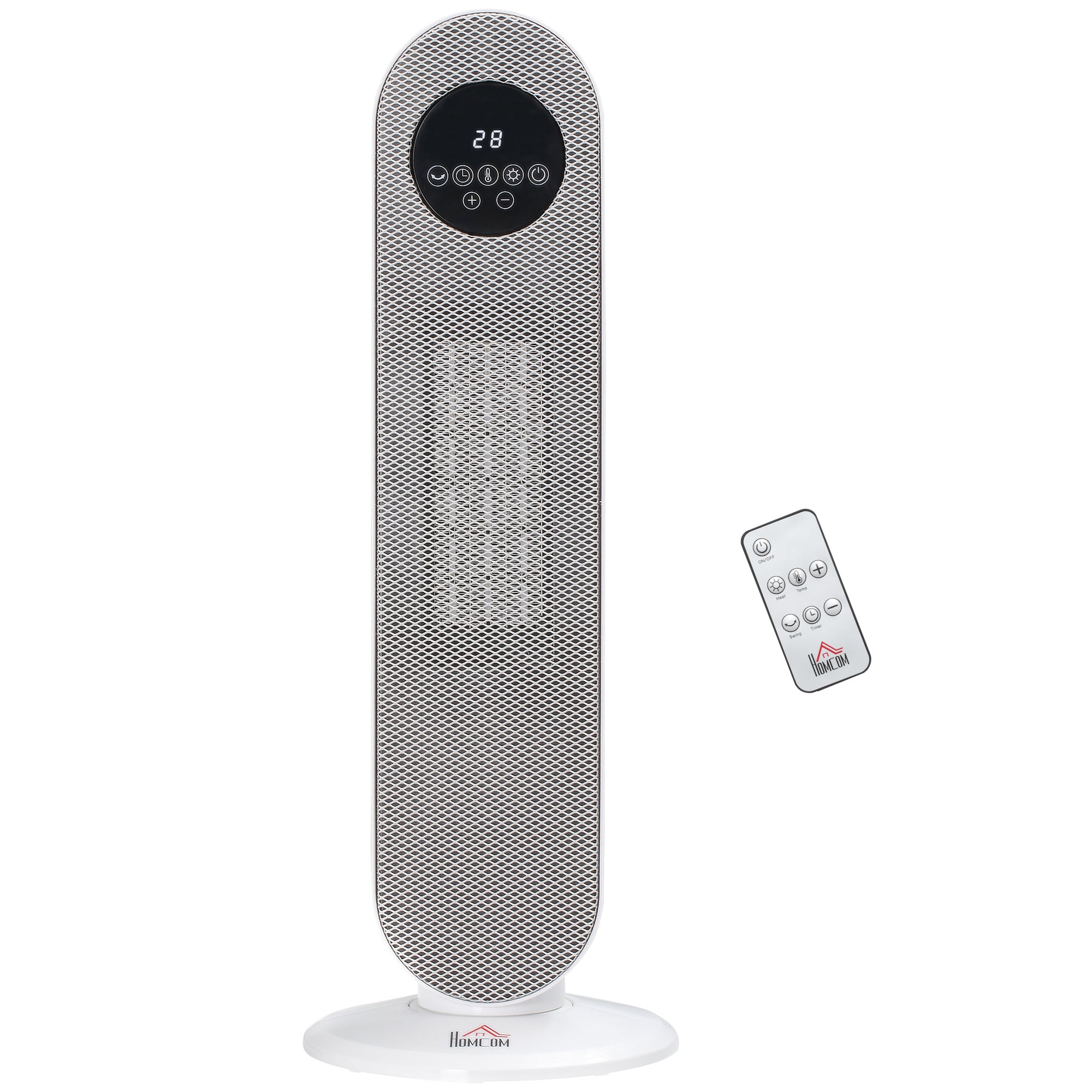 Chauffage d'appoint Radiateur soufflant Radiateur céramique oscillant 15-40°C avec Télécommande 1300/2000W, 21 x 21 x 63,5 cm