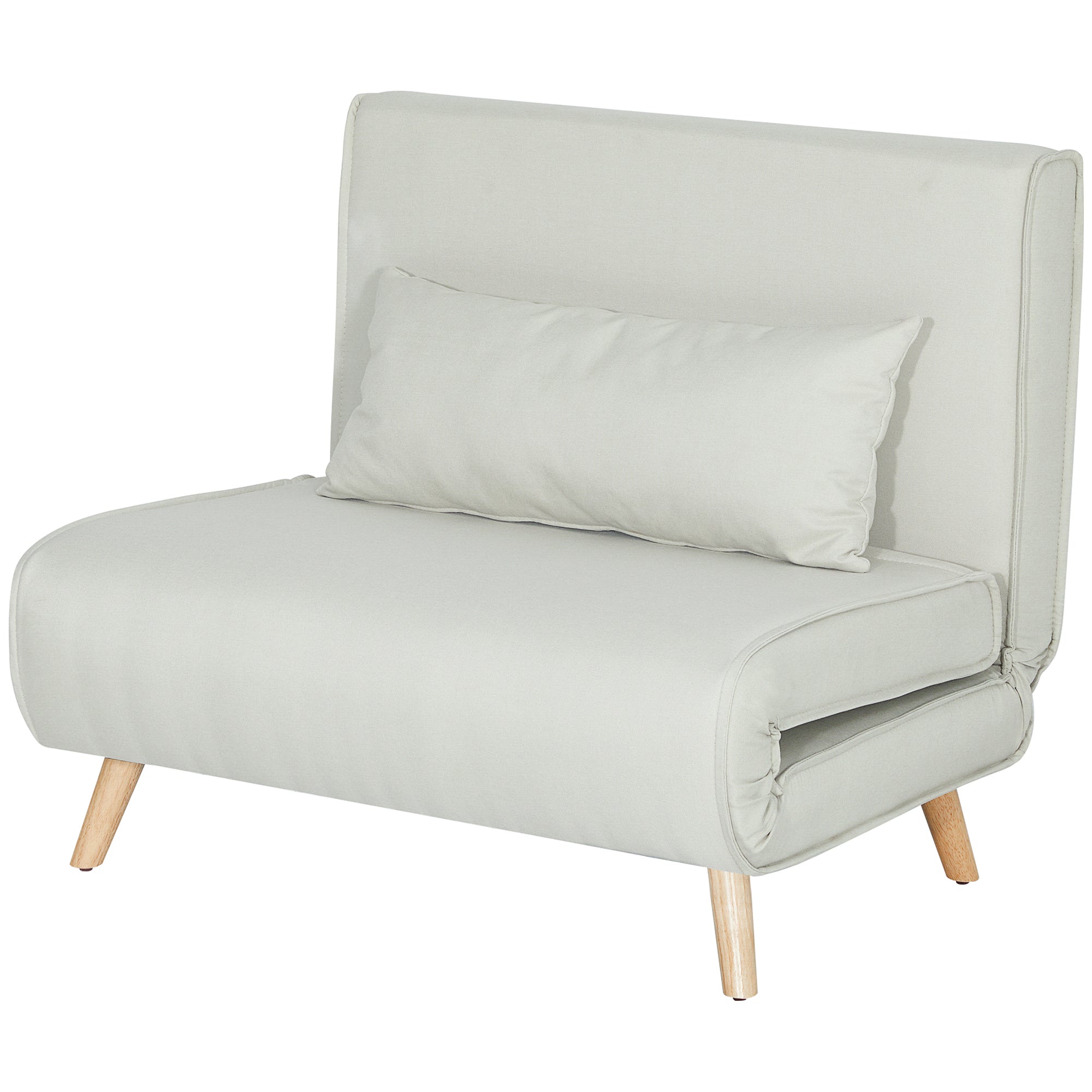 fauteuil convertible 1 place, fauteuil-lit chauffeuse 3 en 1 avec dossier réglable 6 positions, oreiller, siège rembourré, tissu en lin, canapé-lit pour invités, salon, bureau, crème