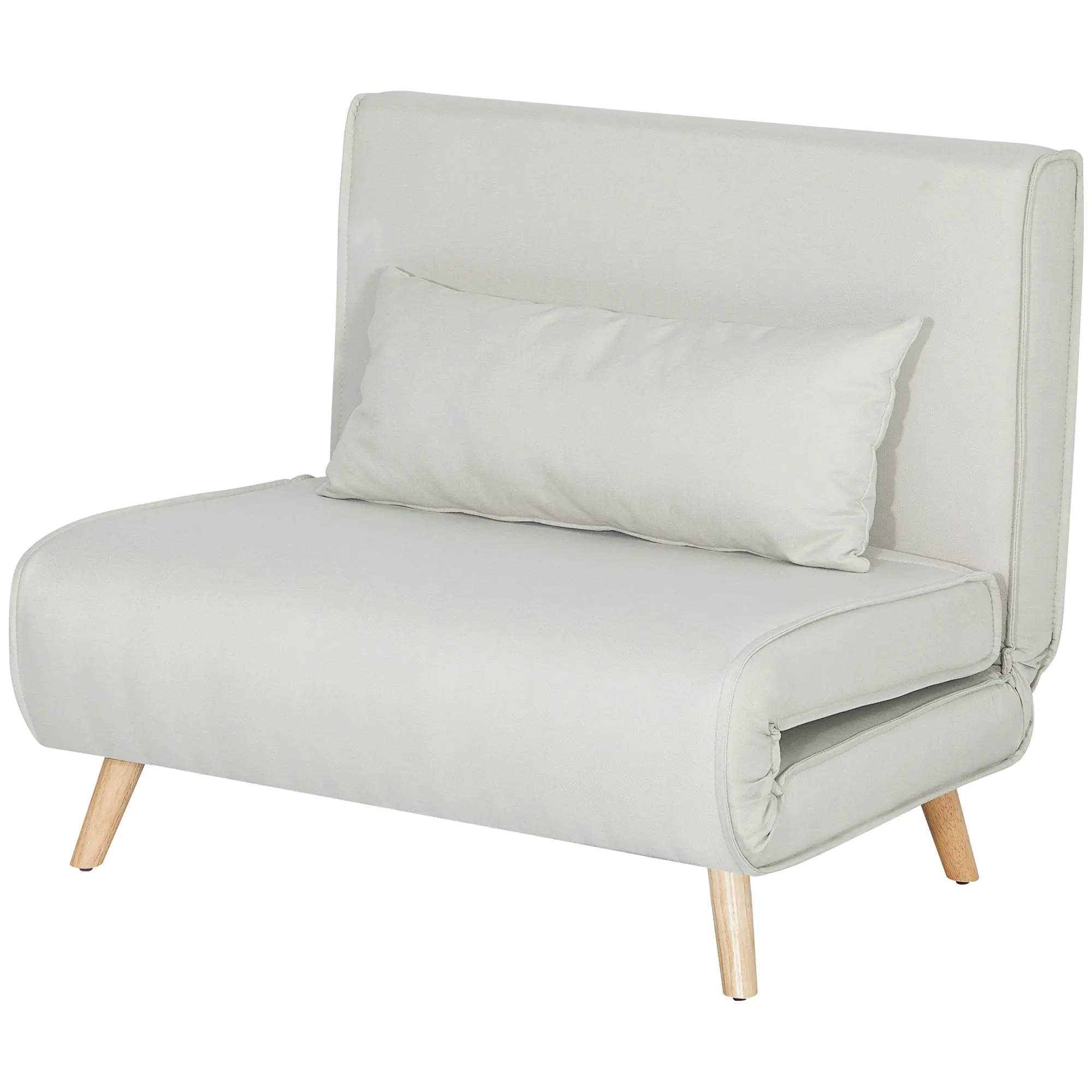 fauteuil convertible 1 place, fauteuil-lit chauffeuse 3 en 1 avec dossier réglable 6 positions, oreiller, siège rembourré, tissu en lin, canapé-lit pour invités, salon, bureau, crème