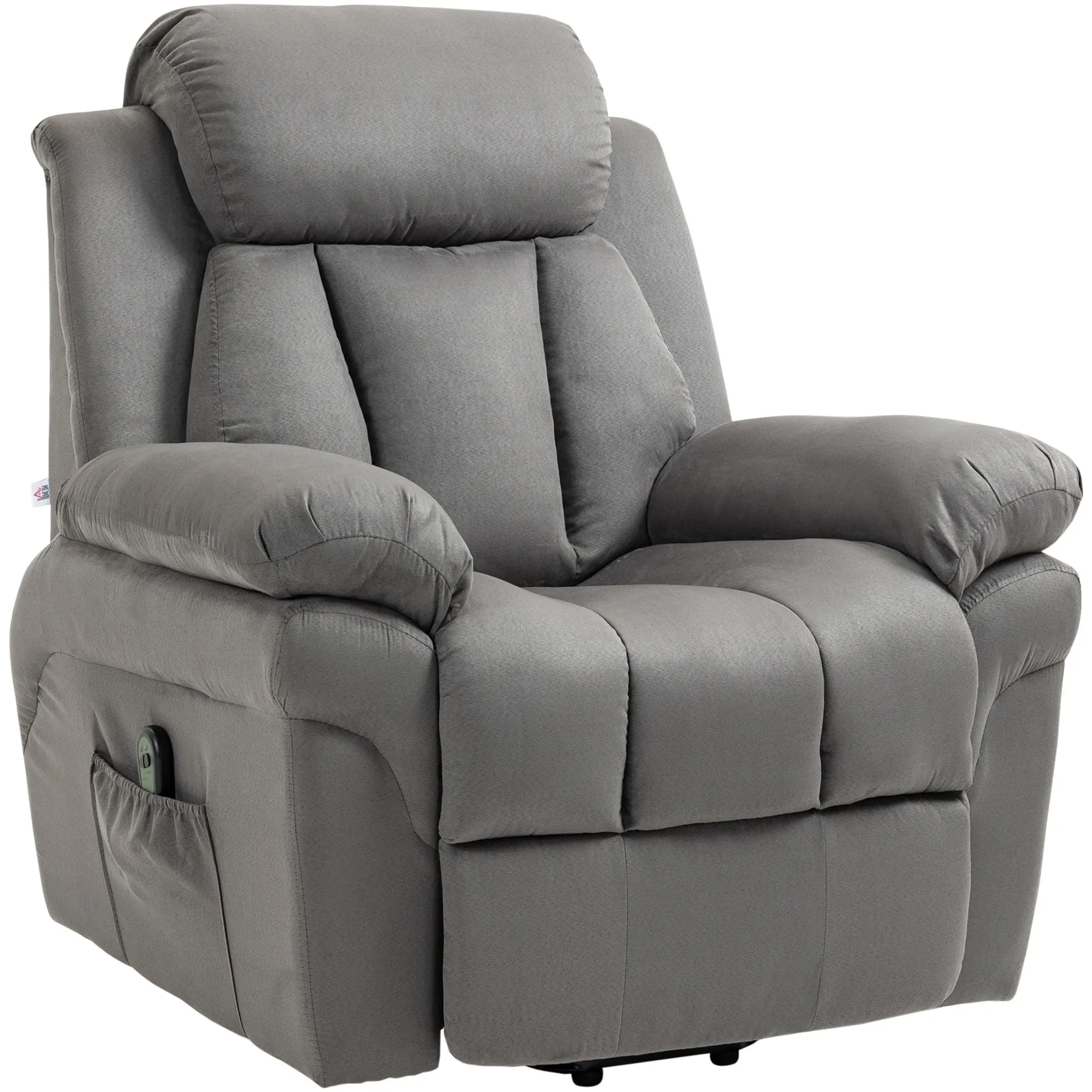 Fauteuil releveur électrique, fauteuil relax électrique avec repose-pied ajustable, dossier inclinable, télécommande, poche latérale, pour personnes âgées, gris