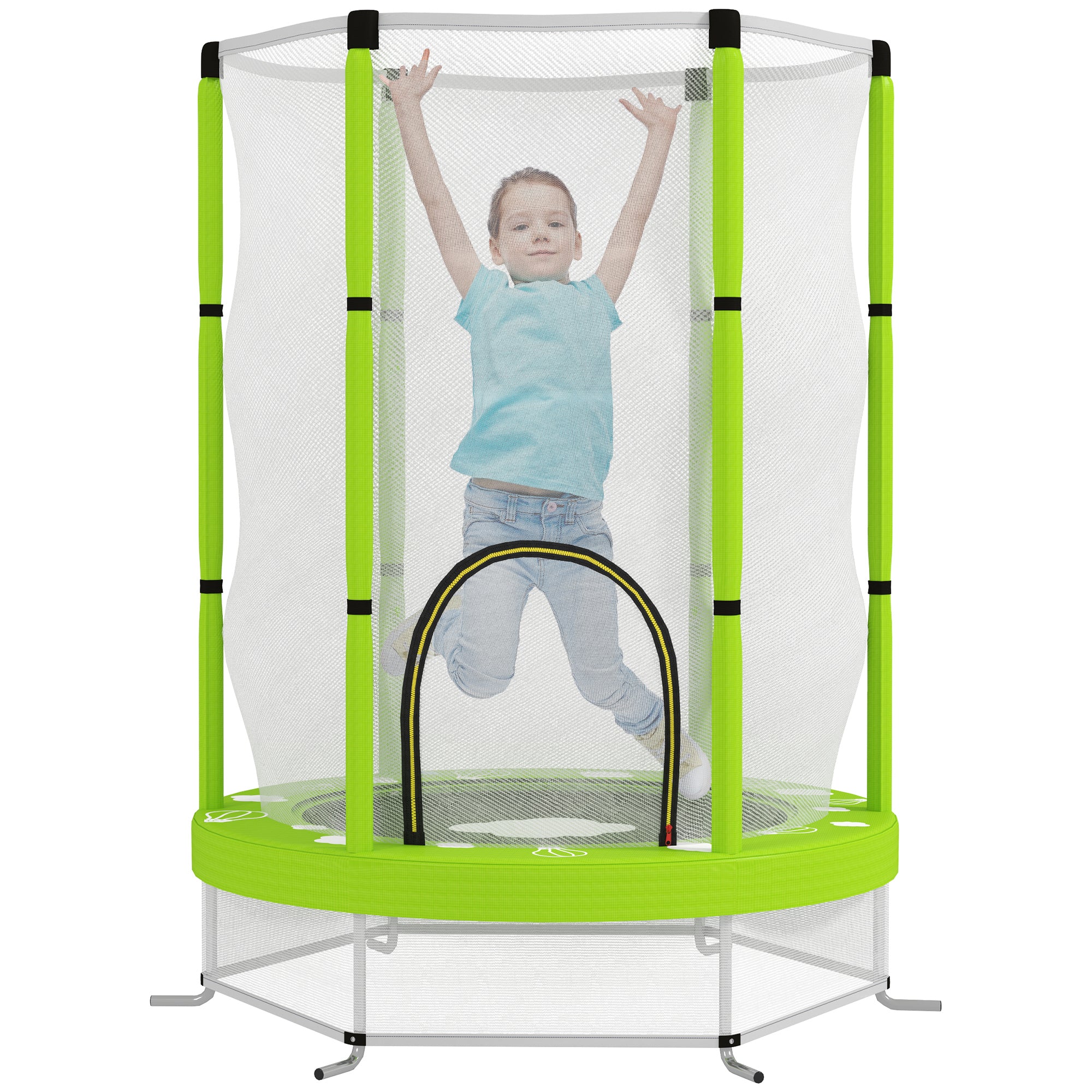 Kids Trampoline ?140cm Outdoor Trampoline for Kids with Safety Net Zipper Bungee Cord Edge Cover, Garden Trampoline with Cloud Pattern, for Indoor and Outdoor