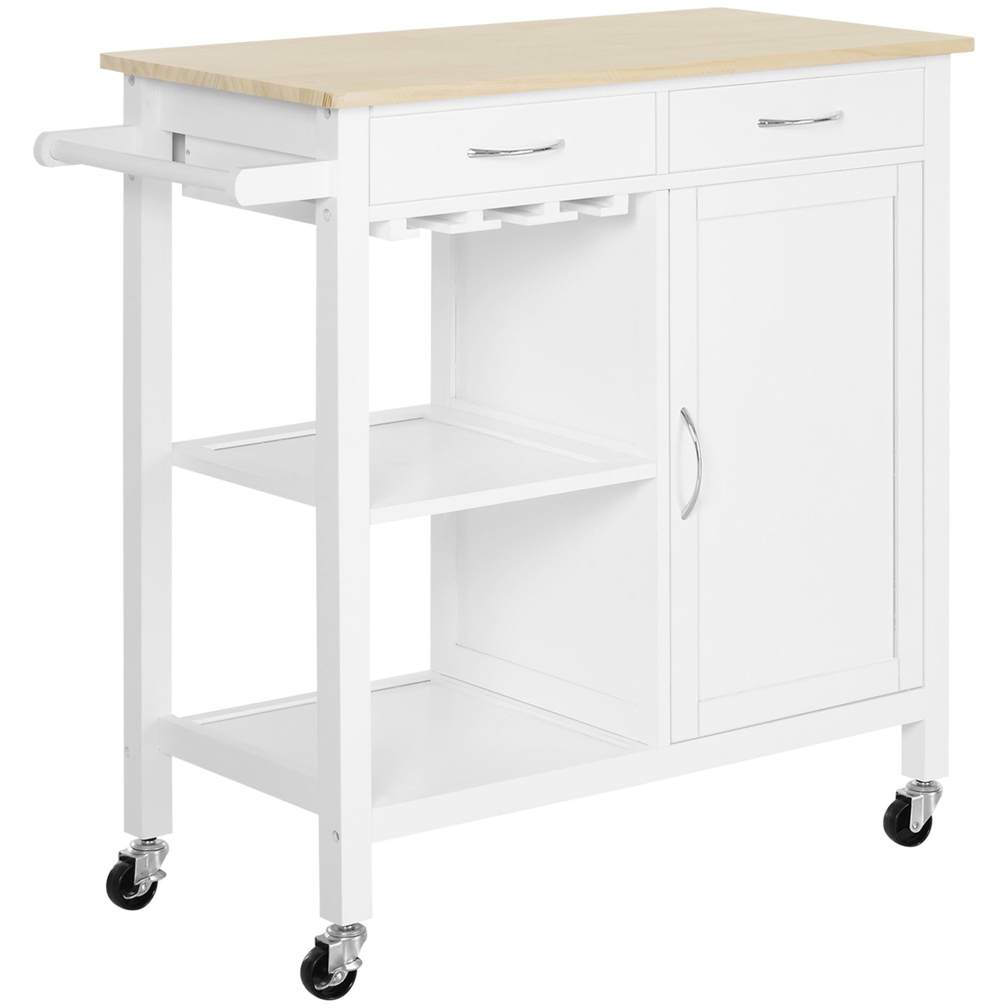 Chariot de Cuisine HOMCOM - Chariot Polyvalent à Roues avec Étagères, Tiroirs et Cabinet pour Salle de Bain ou Chambre 89x40x84cm