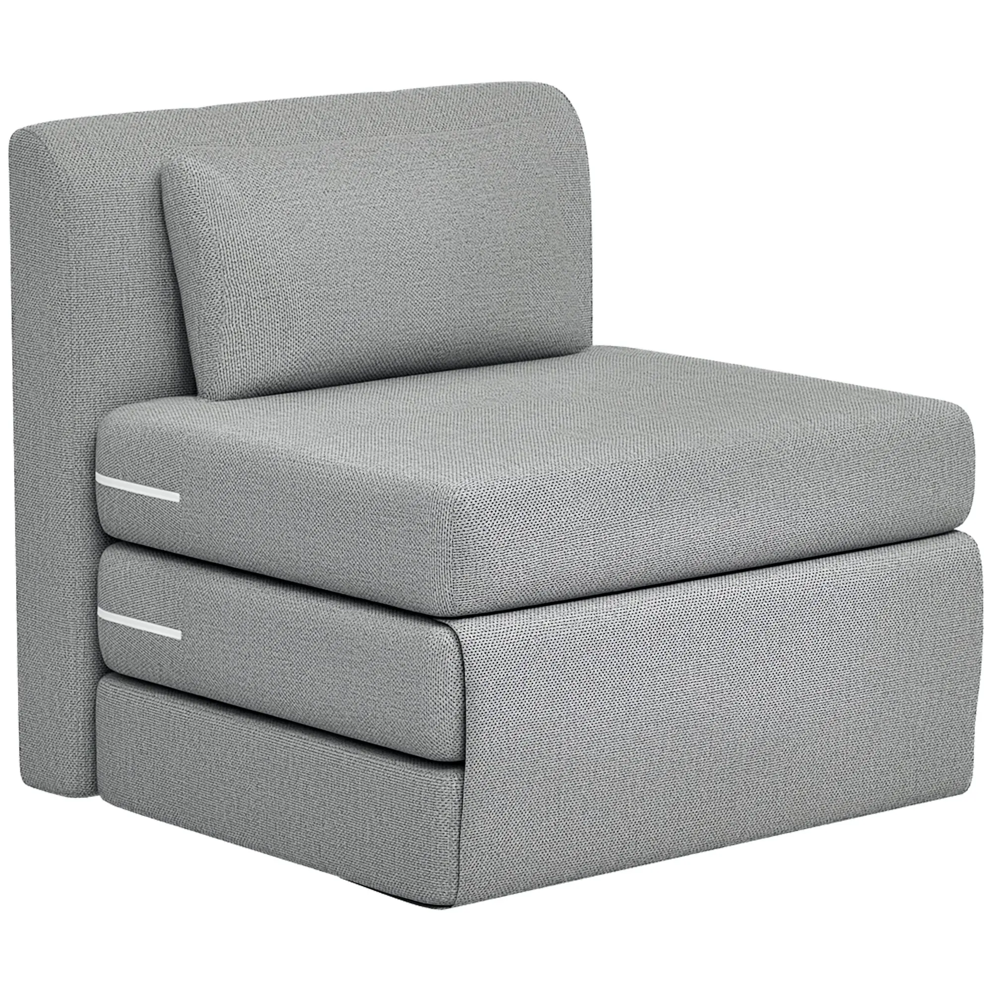 Floor Sofa Bed 2-in-1 Foldable Sleeper Chair Convertible Floor Chair Mattress, Thick Padded Lounge Seat with Pillow, Metal Frame Support 240kg, Grey
