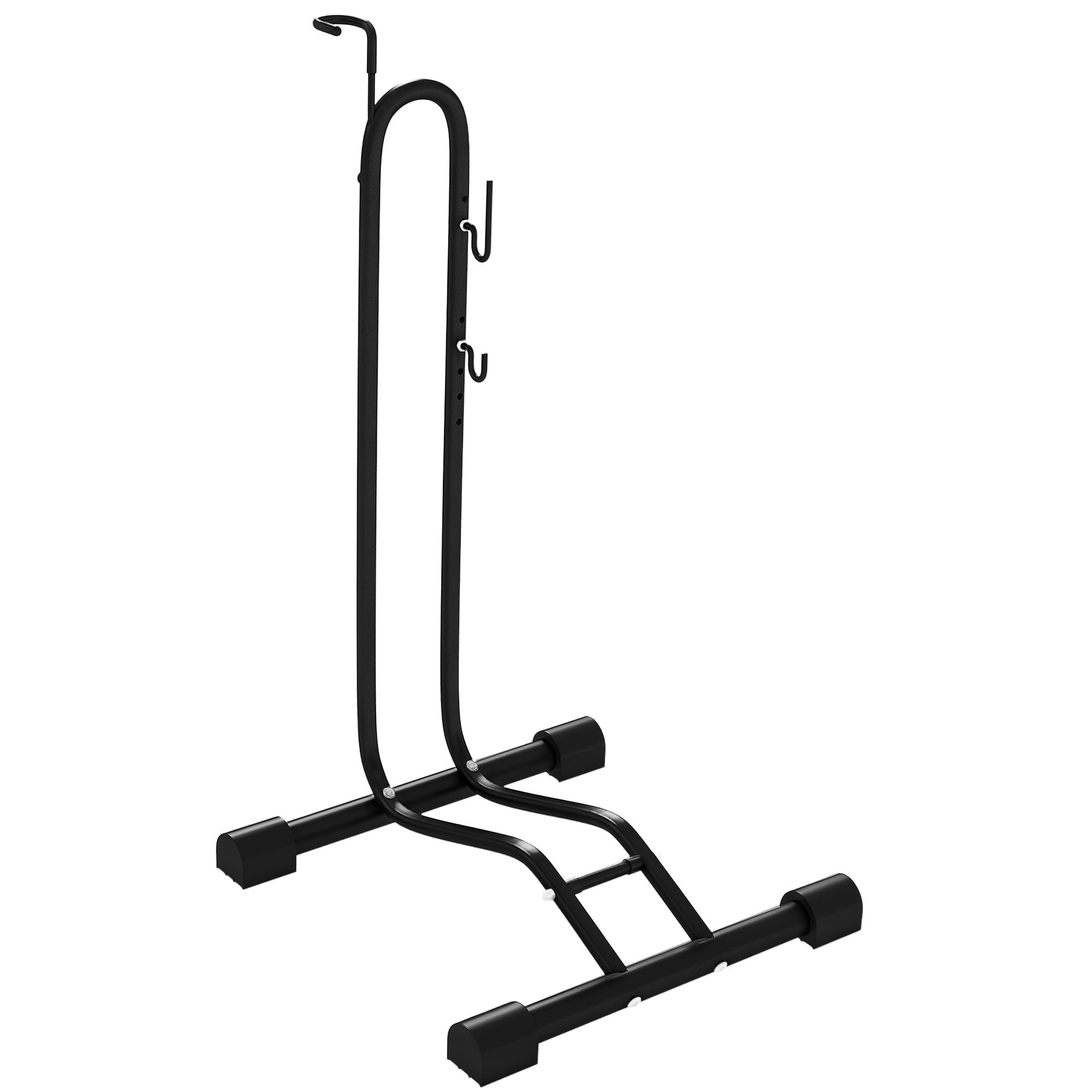 Support de vélo SPORTNOW - Support vertical et horizontal, résistant aux intempéries, pour vélos de 6" à 27.5" et 700c - Monté au sol 45 x 44 x 118 cm, Métal Noir