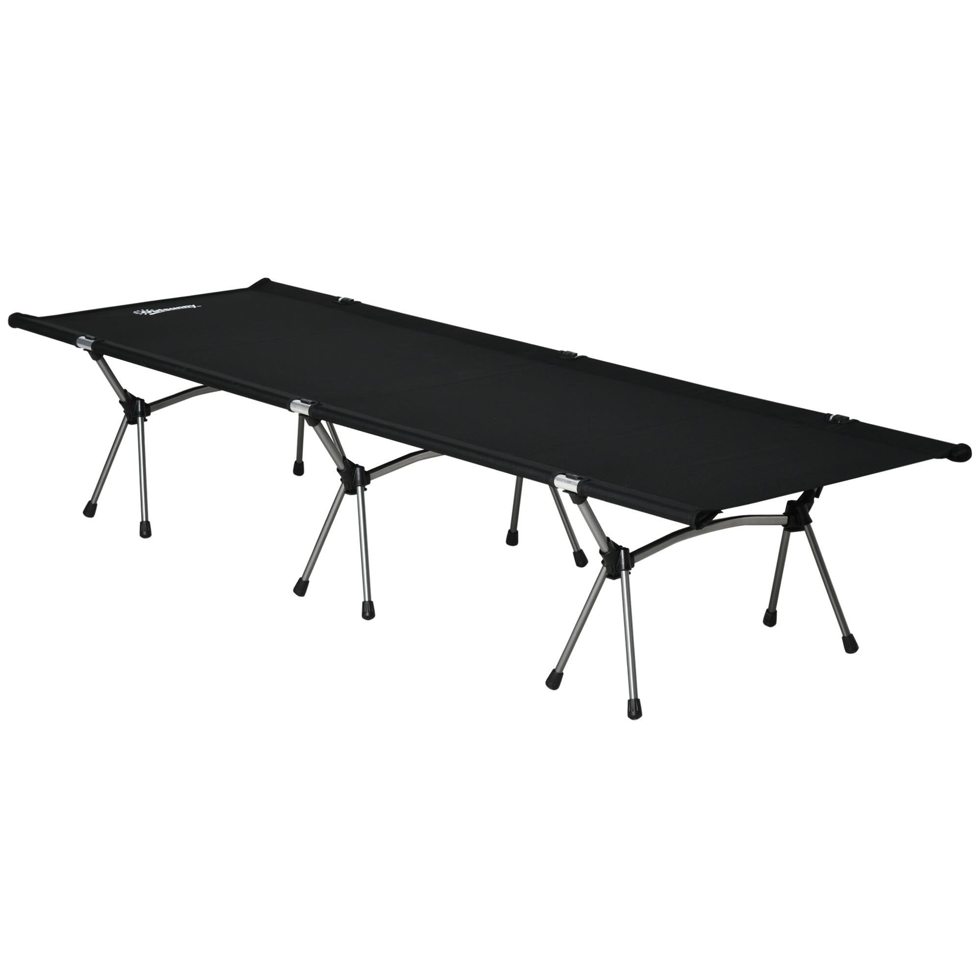 Camping Bed Foldable Aluminum Cot Portable Bed with Carry Bag Adjustable Height up to 150 kg Load Capacity Oxford Black 190 x 65 x 38 cm