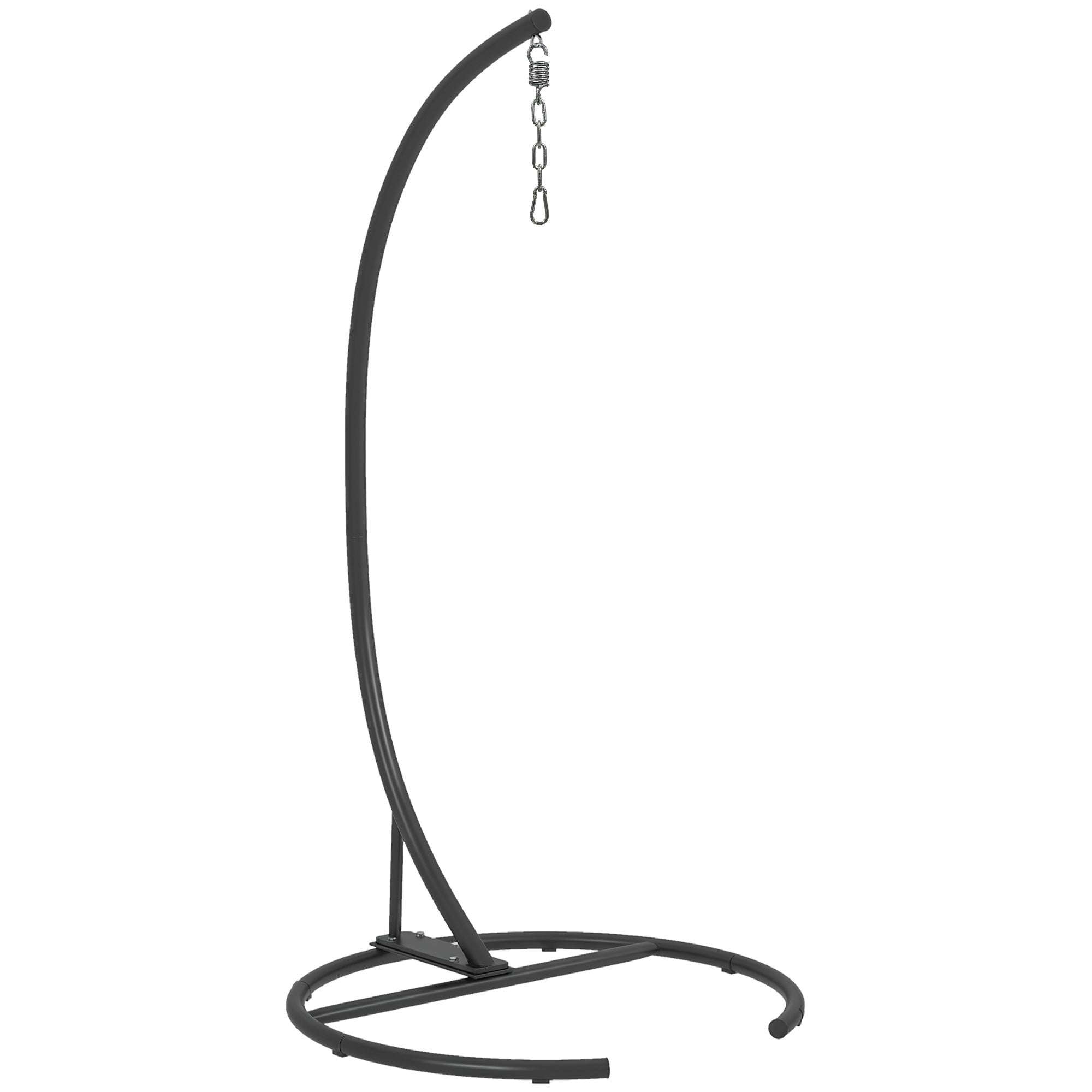Egg Hanging Chair Stand with Stable Base Metal Swing Chair Frame Hanging Chair Stand for Indoor and Outdoor Use 150 kg Load Capacity ?102x195 cm Black
