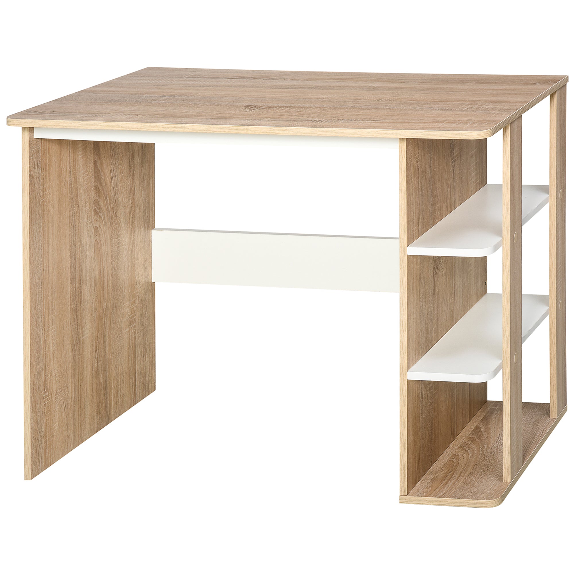 HOMCOM 2-in-1 Schreifdesk mat 3-Niveau Regal Grouss Fläch Lagerraum Büro Desk Schlofkummer Studéier 100x55x74 cm Holz