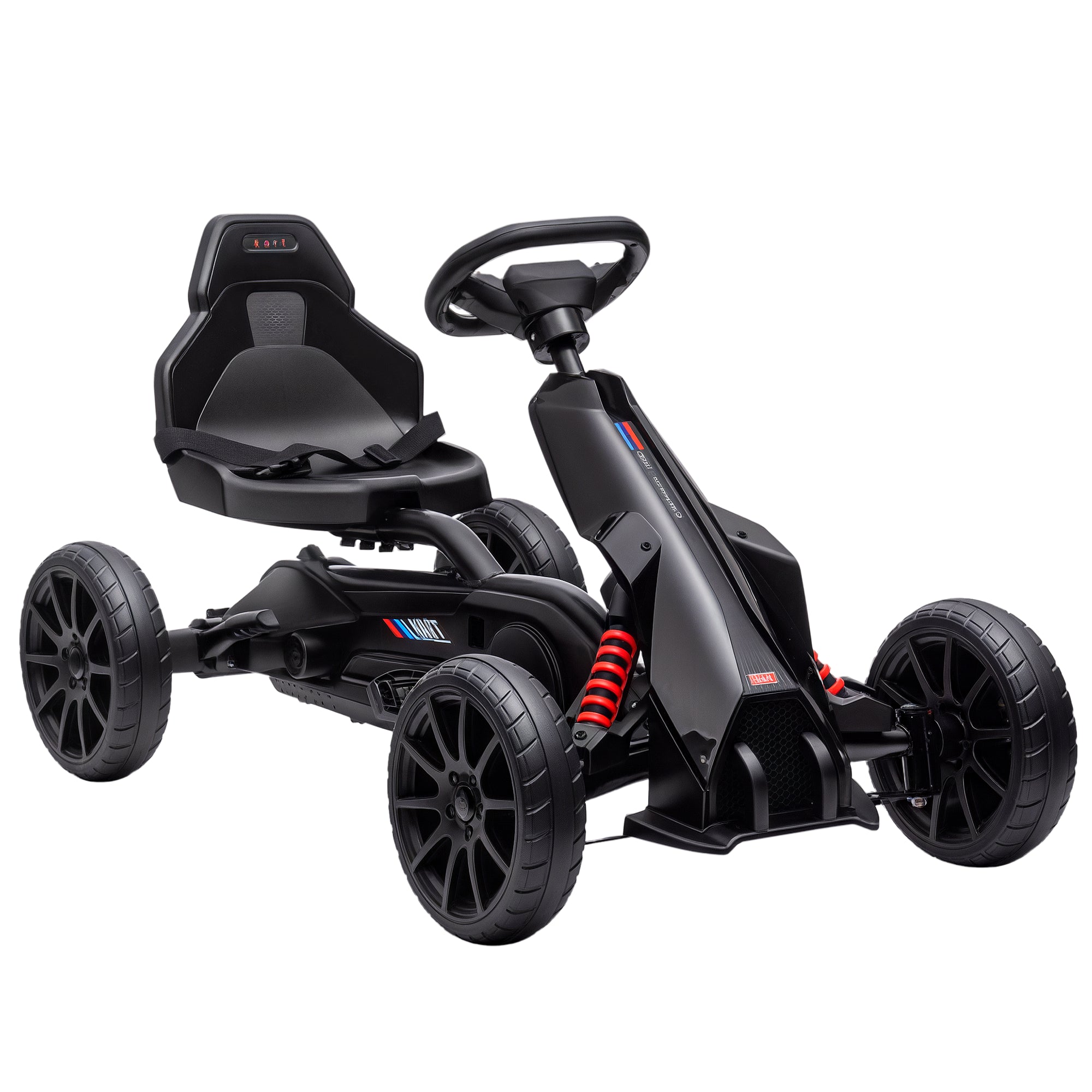 HOMCOM Go-Kart mit Pedalantrieb, Handbremse, verstellbarem Sitz, Vor- und Rückwärtsgängen, Kinderfahrzeug mit EVA-Rädern, Kettcar für Kinder von 3-8 Jahren, Schwarz