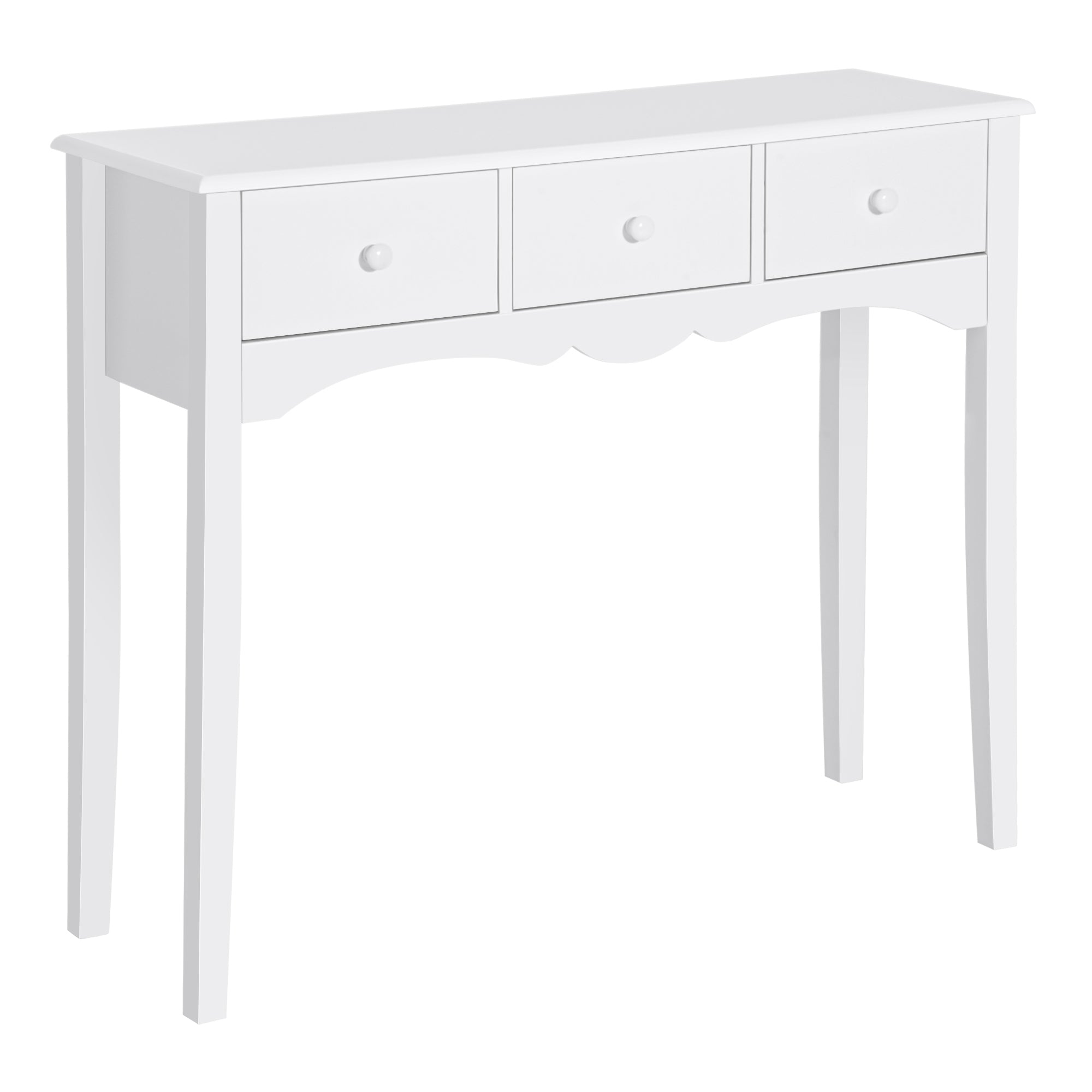 HOMCOM Holzkonsolentisch für den Eingangsbereich mit 3 Schubladen für Wohnzimmer und Flur Tragfähigkeit 45 kg 100x32x85 cm Weiß