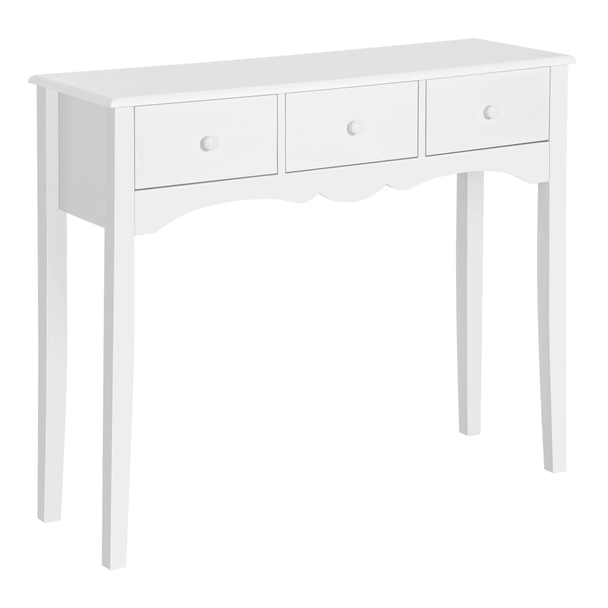 Wooden Entryway Console Table with 3 Drawers for Living Room Hallway Load 45 kg 100x32x85 cm White
